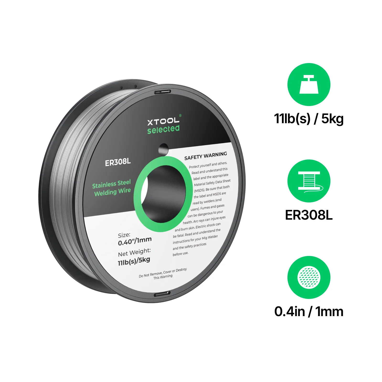 0.04" ER308L Stainless Steel Welding Wire 11 lb Spool (5kg) - Image 3