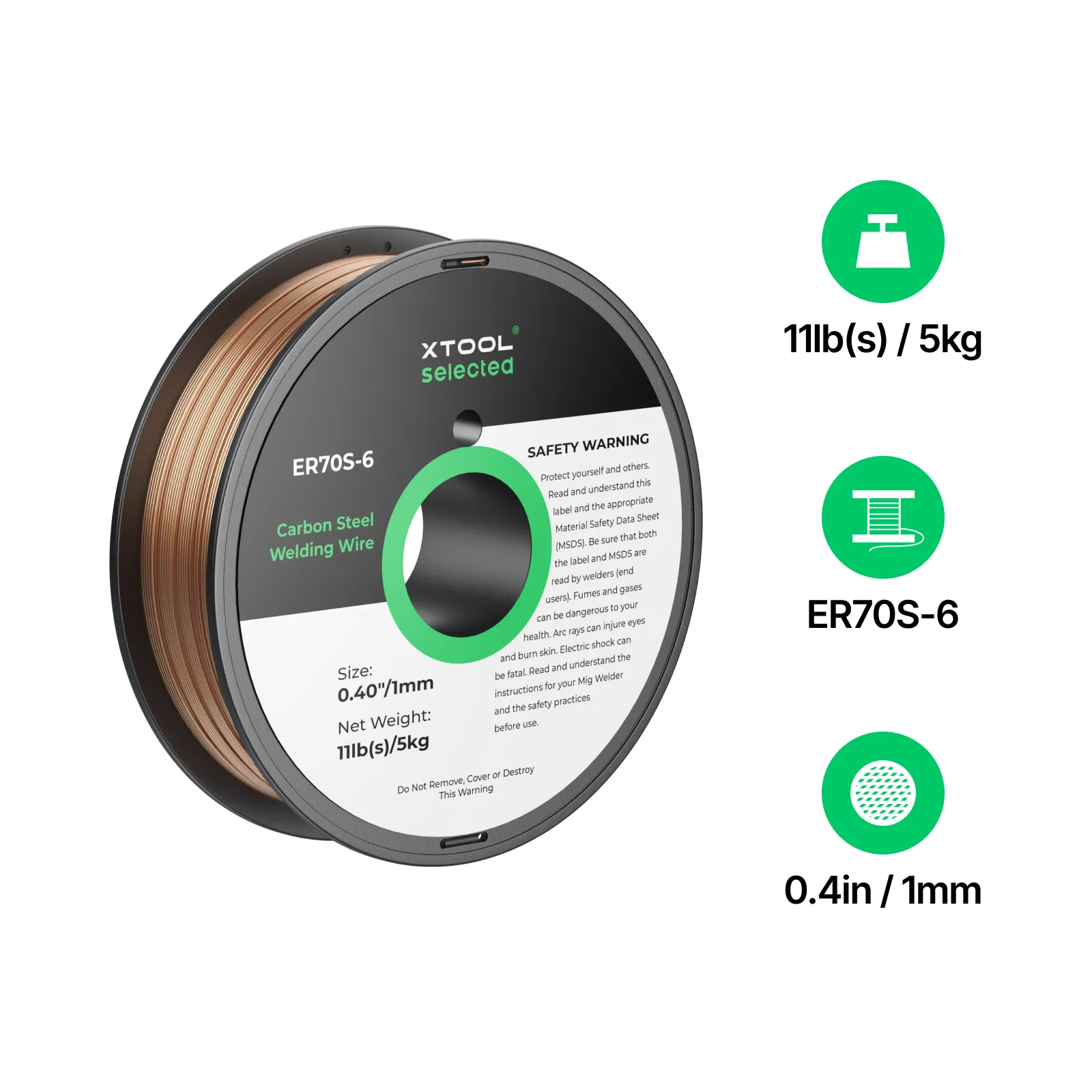 0.04" ER70S-6 Carbon Steel Welding Wire 11 lb Spool (5kg) - Image 3