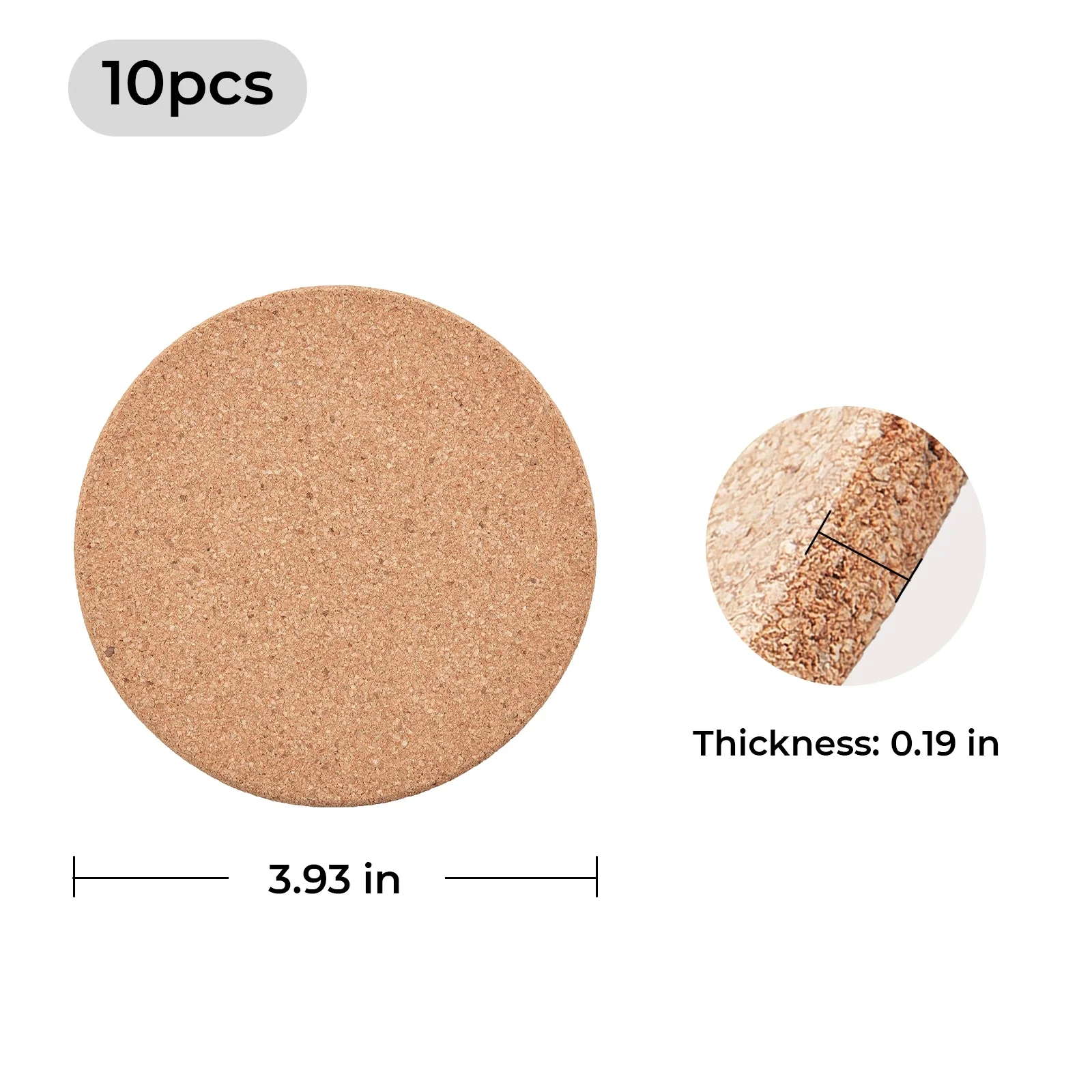 0.2" Round Cork Coasters (10pcs) - Image 3