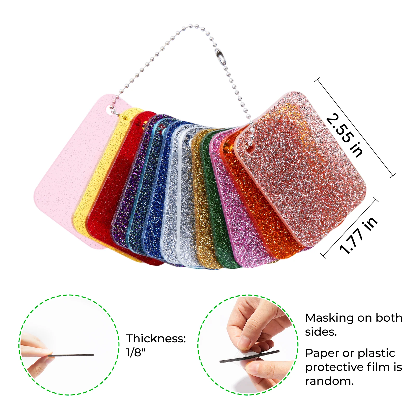 1/8" Glitter Acrylic Sample Set (13pcs) - Image 3