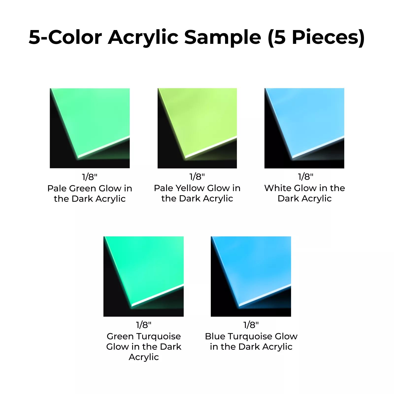 1/8" Glow in the Dark Acrylic Sample Set (5pcs) - Image 4