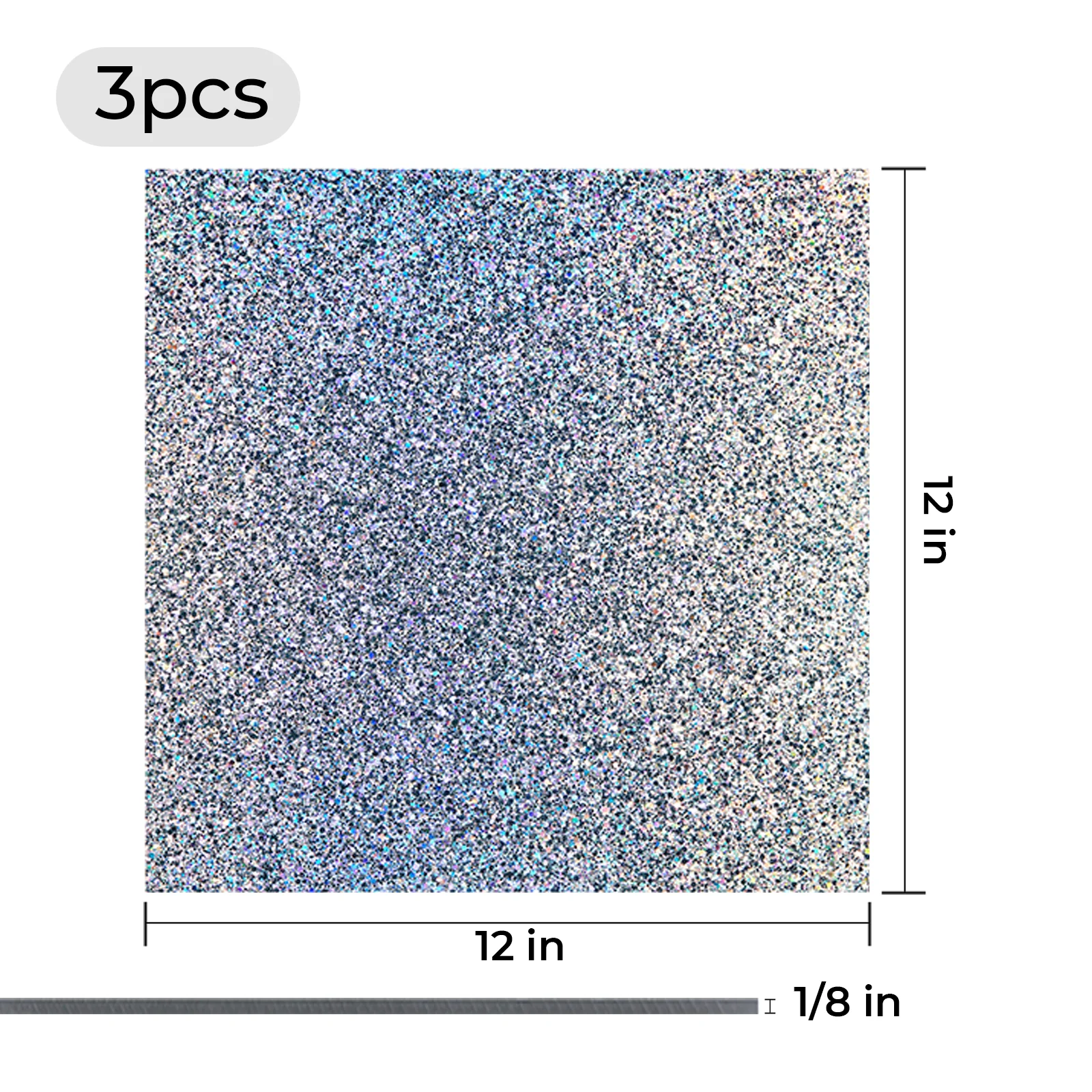 1/8" Holographic Sparkle Glitter Acrylic Sheet Plexiglass (3pcs) - Image 3