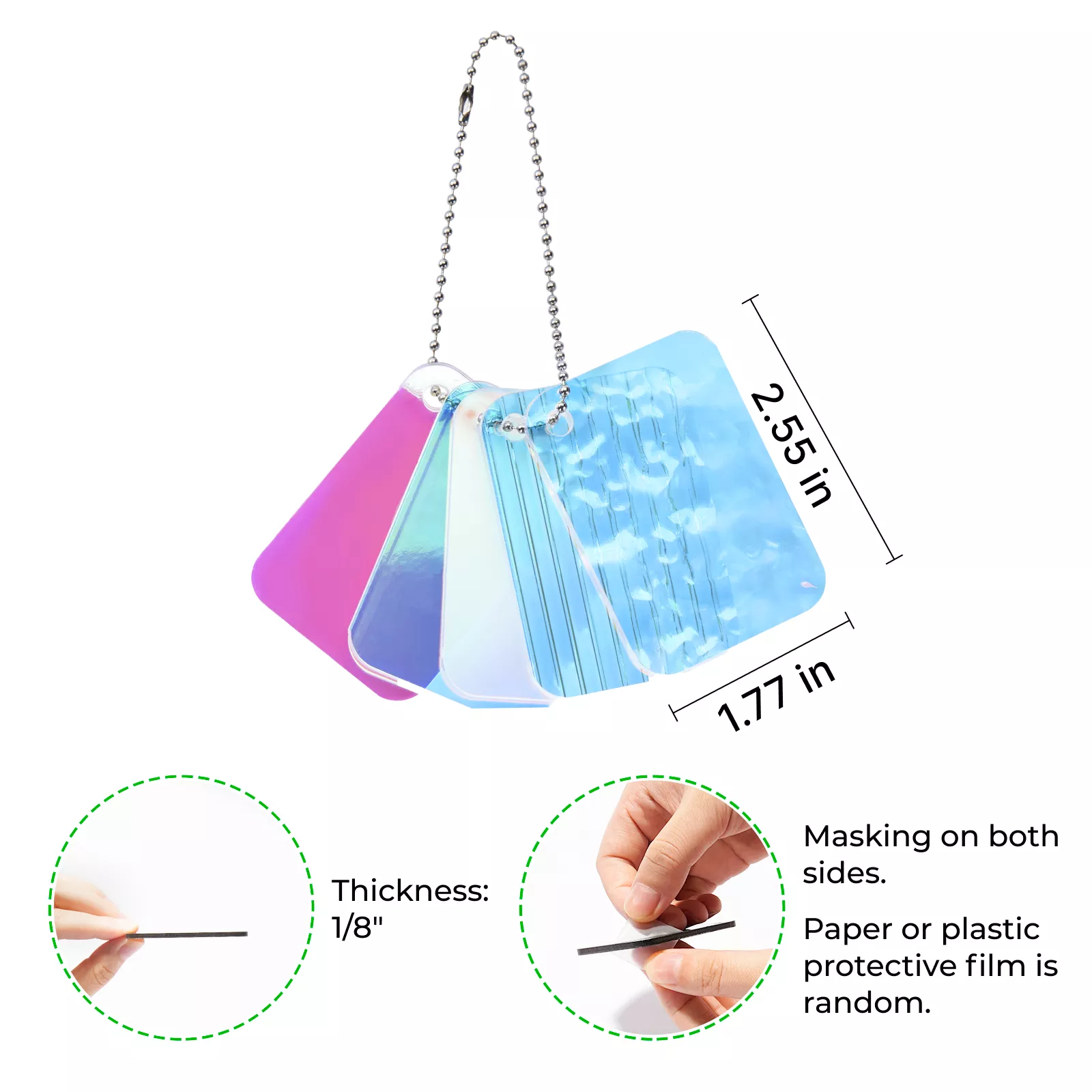 1/8" Iridescent Acrylic Sample Set (5pcs) - Image 3