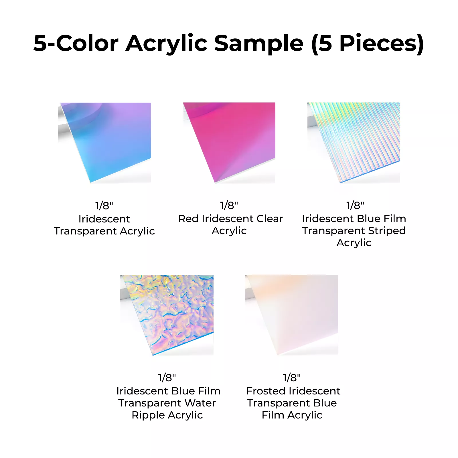 1/8" Iridescent Acrylic Sample Set (5pcs) - Image 4