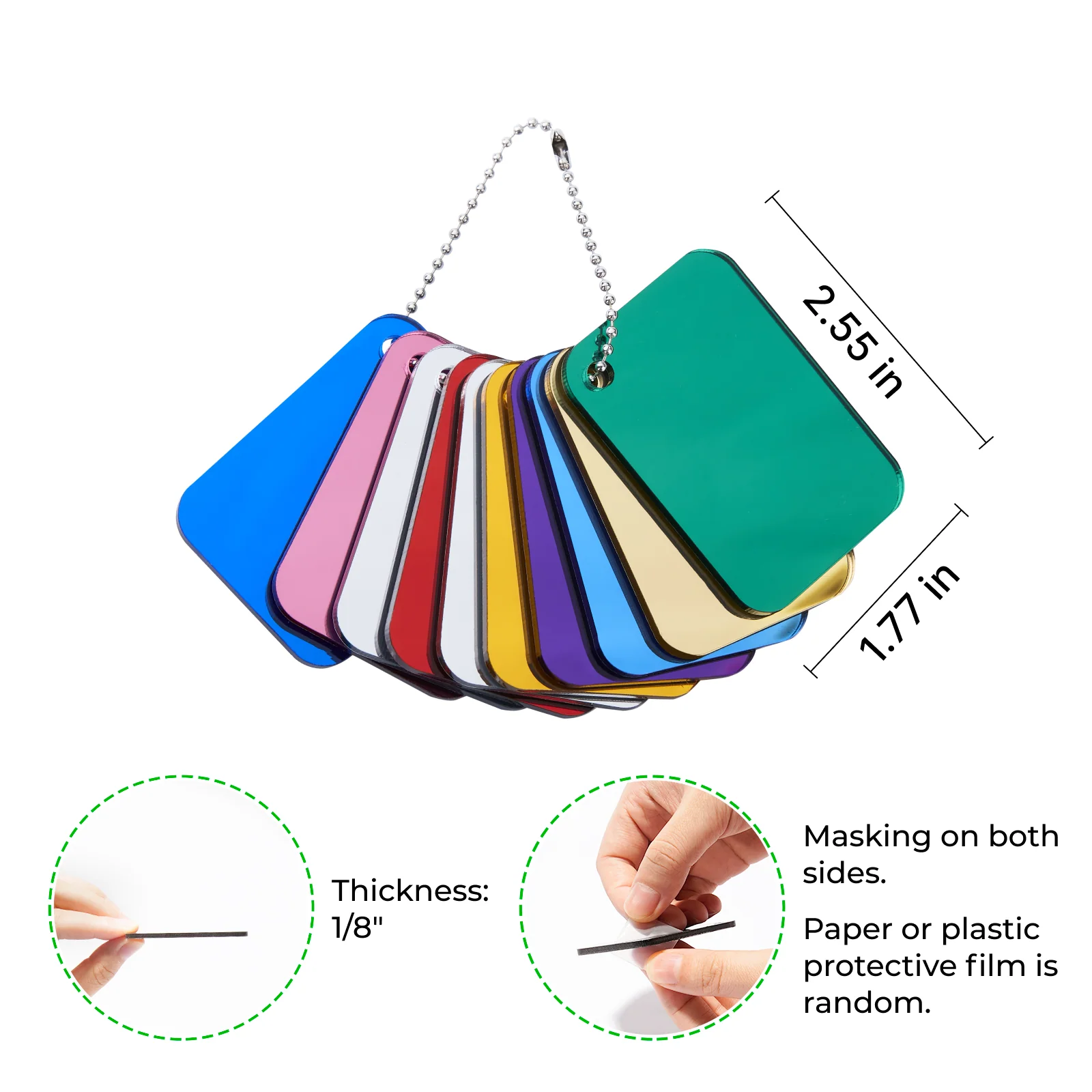 1/8" Mirror Acrylic Sample Set (10pcs) - Image 3