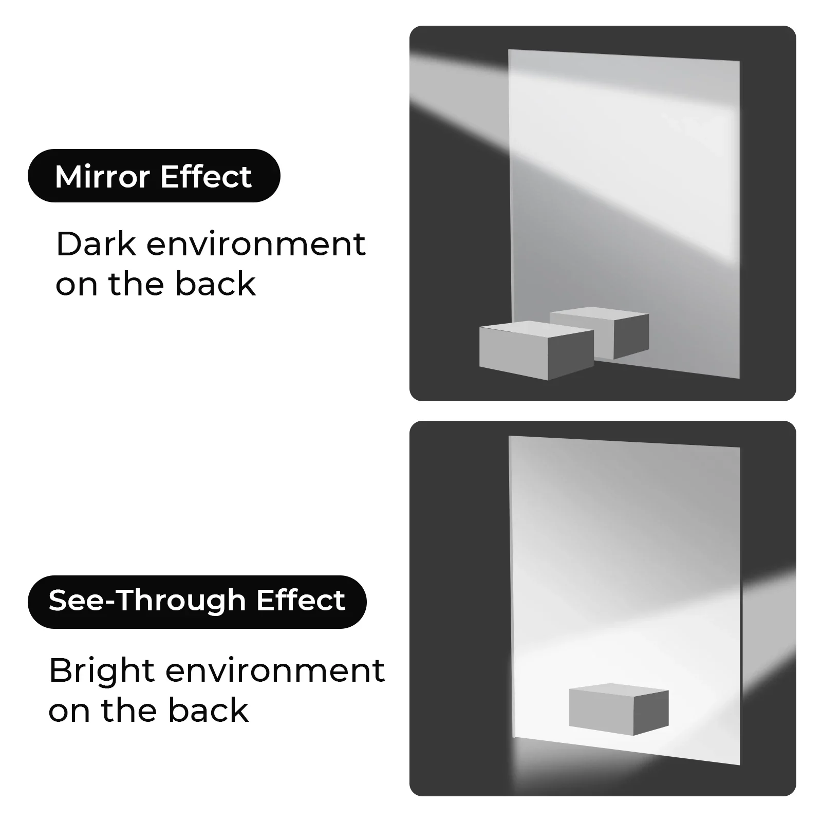 1/10" See-through Mirror Acrylic Sheet Plexiglass (3pcs) - Image 4