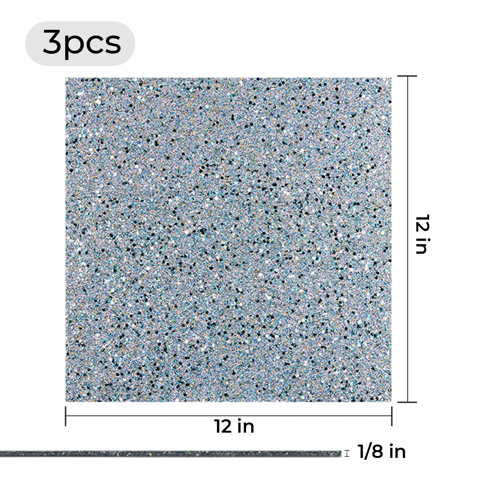 1/8" Silver Sparkle Glitter Acrylic Sheet Plexiglass (3pcs) - Image 4