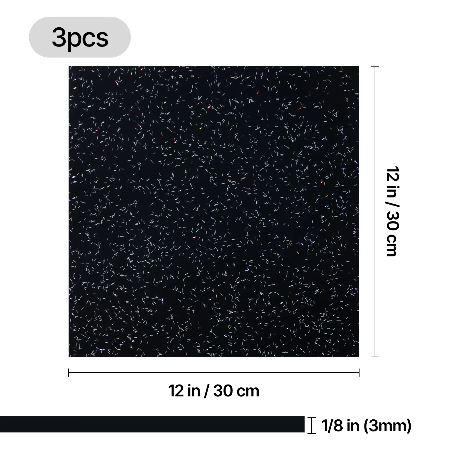 1/8" Sprinkles Glitter Black Acrylic Sheets (3pcs) - Image 3