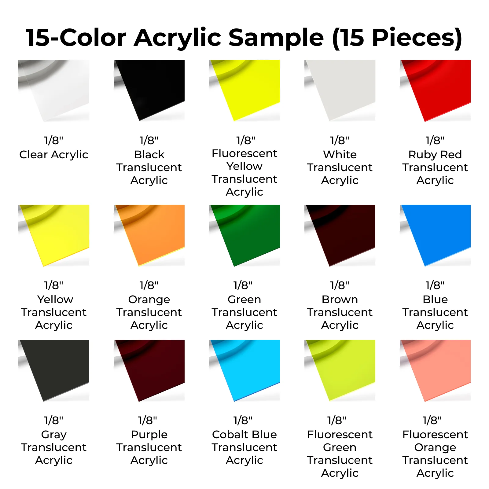 1/8" Transparent Acrylic Sample Set (15pcs) - Image 4