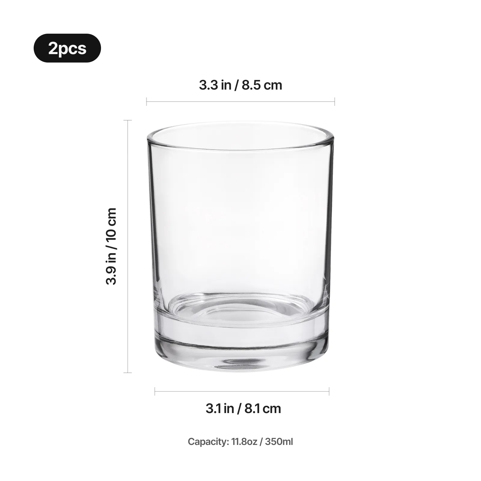 11.9oz Old Fashioned Whiskey Glasses (2pcs) - Image 3