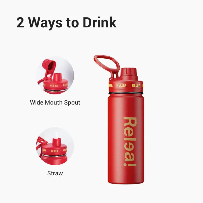 20oz Stainless Steel Water Bottle with Spout Lids - Image 5