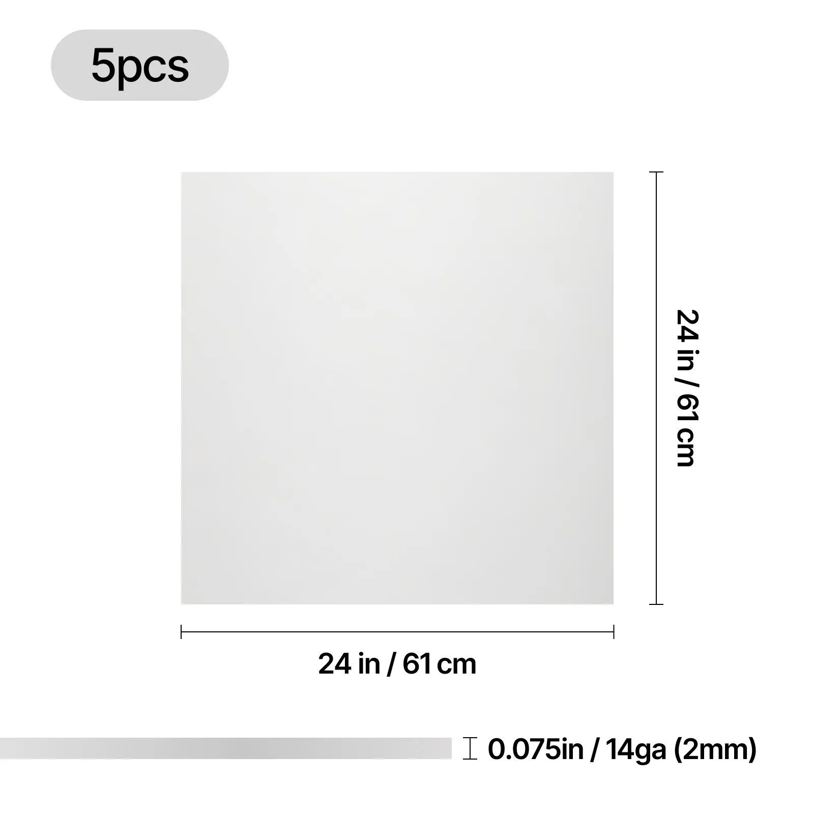 24"x24"x0.08" 1060 Aluminum Alloy Sheet (5pcs) - Image 3