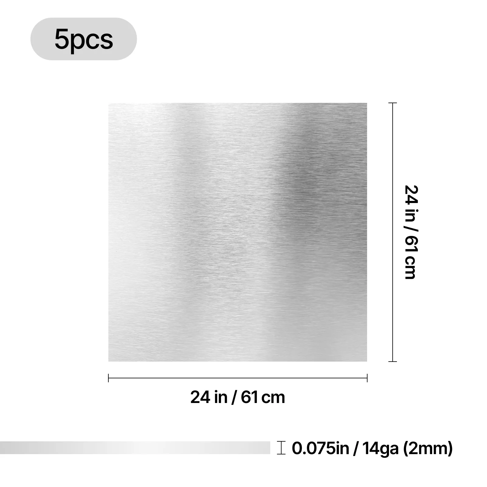 24"x24"x0.08" 304 Stainless Steel Sheet (5pcs) - Image 3