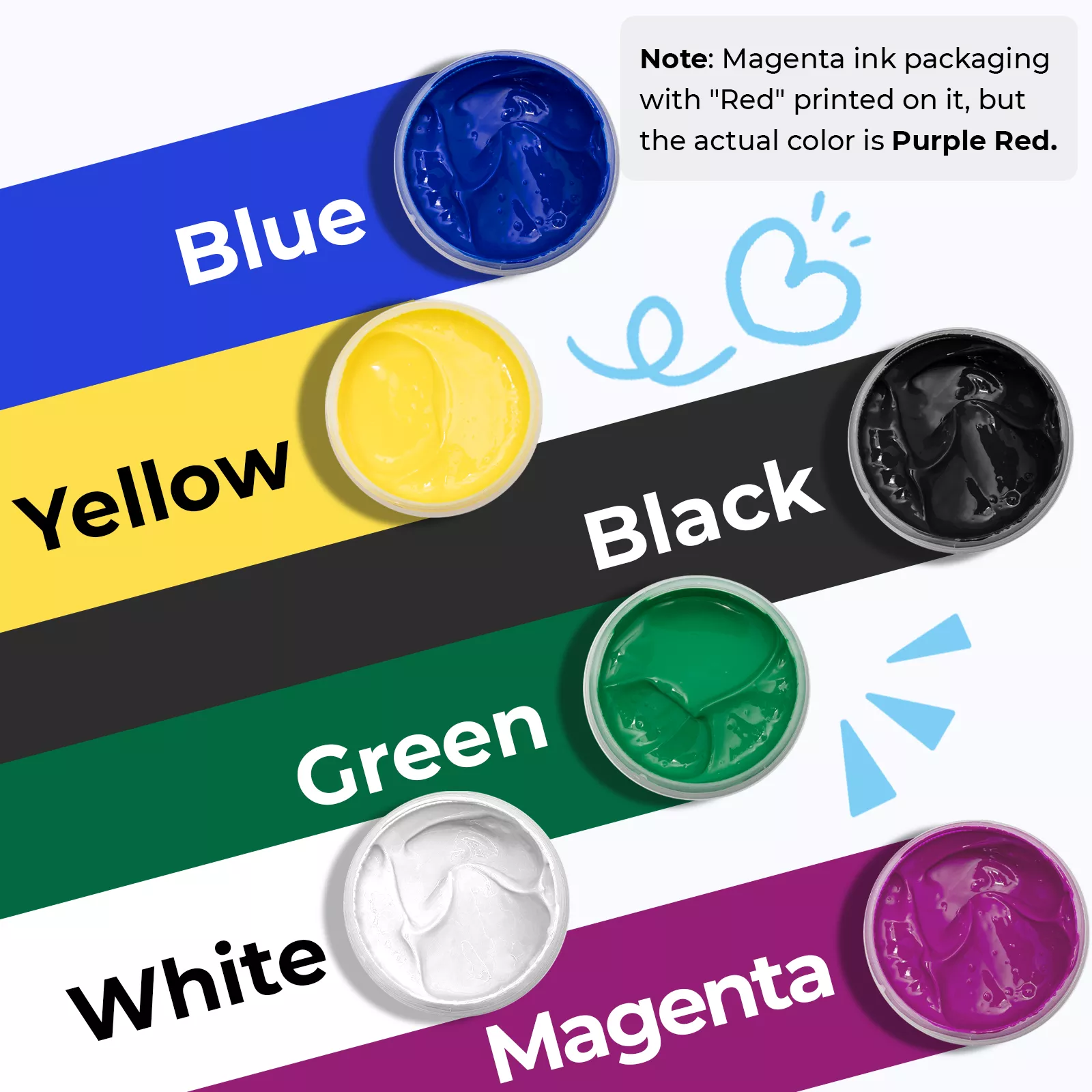 Basic Color Screen Printing Ink Set (6 Colors) - Image 3