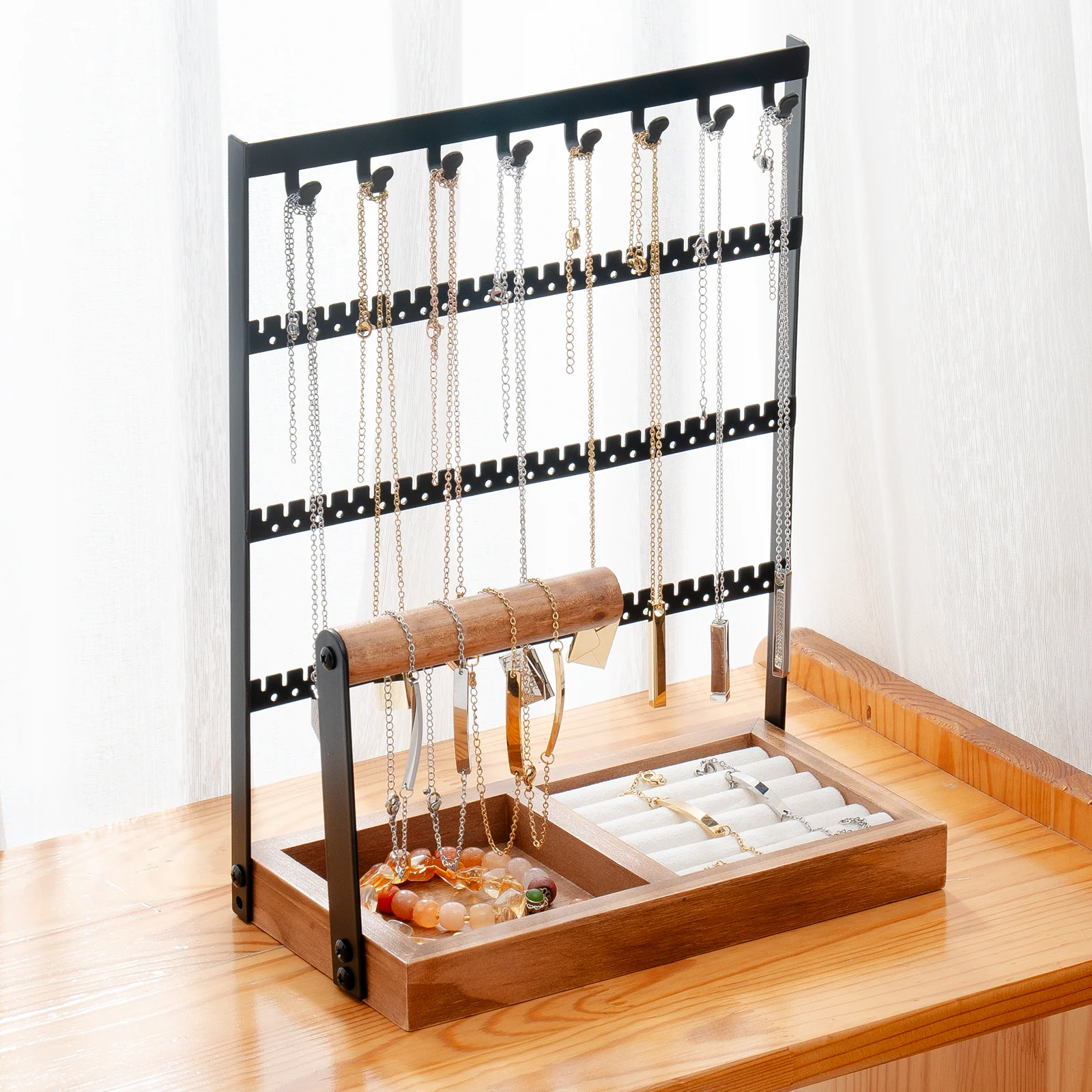 Black 5-Tier Jewelry Display with Ring Tray - Image 2