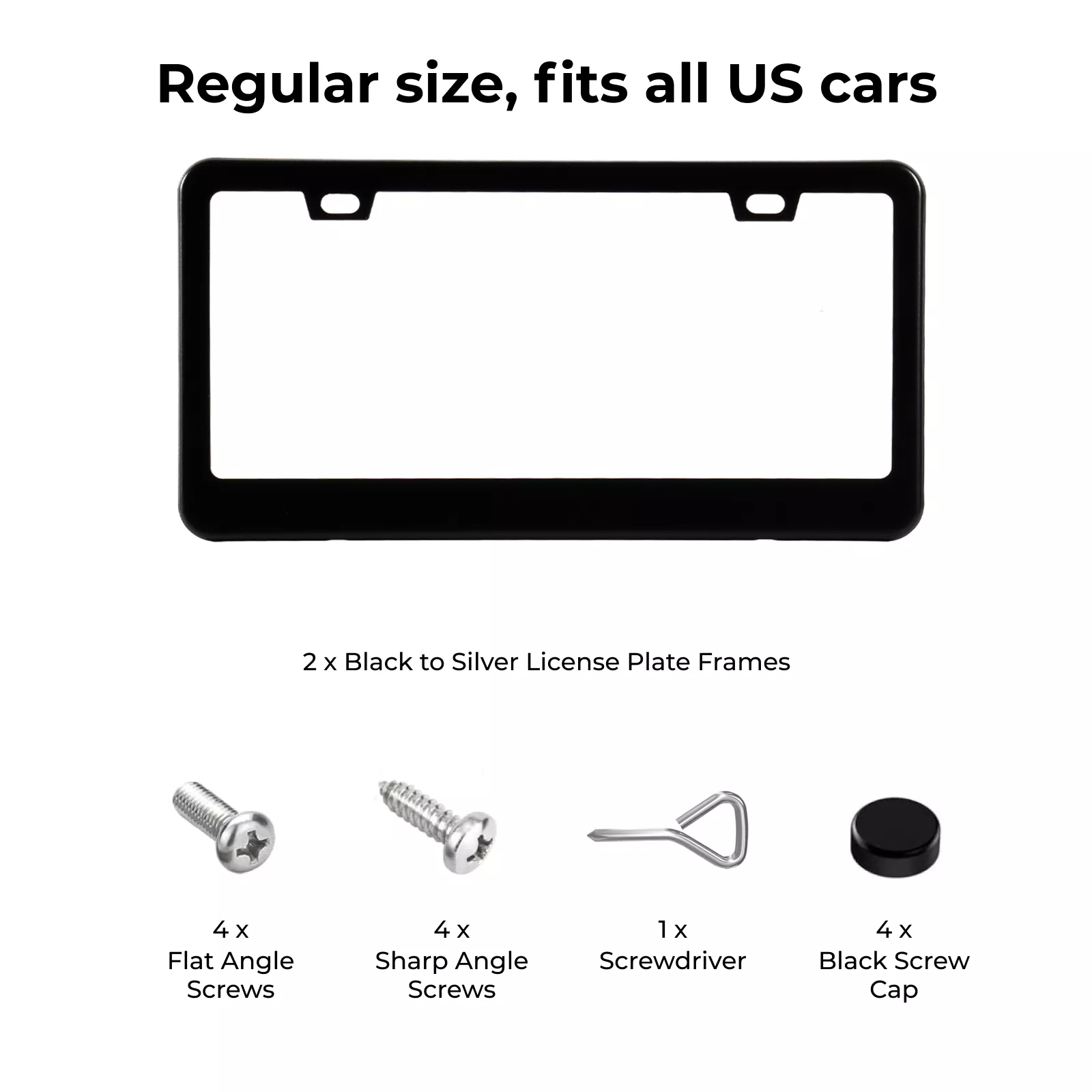 Black to Silver License Plate Frames (2pcs) - Image 3