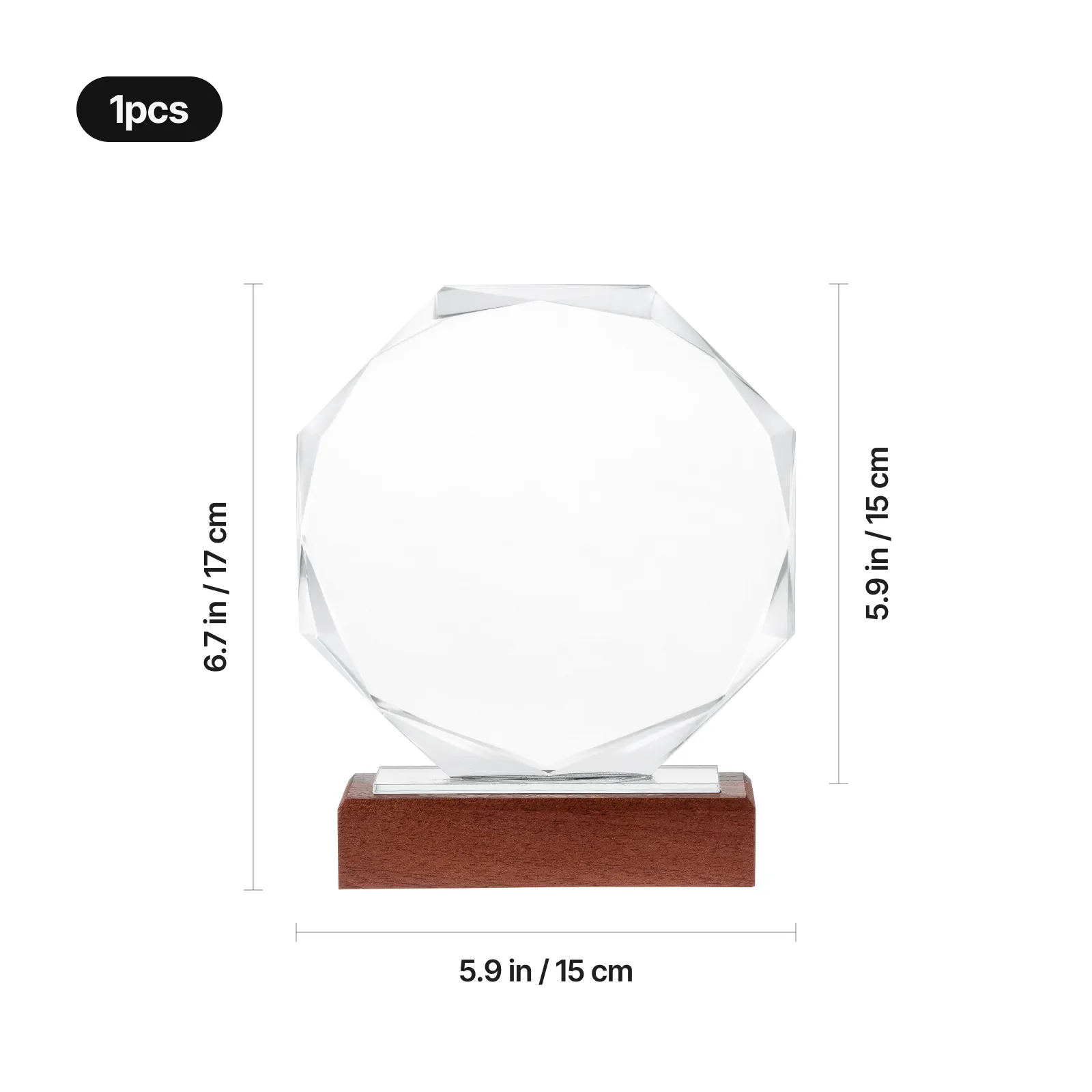 Blank Octagonal Crystal Award Trophy (1pcs) - Image 3