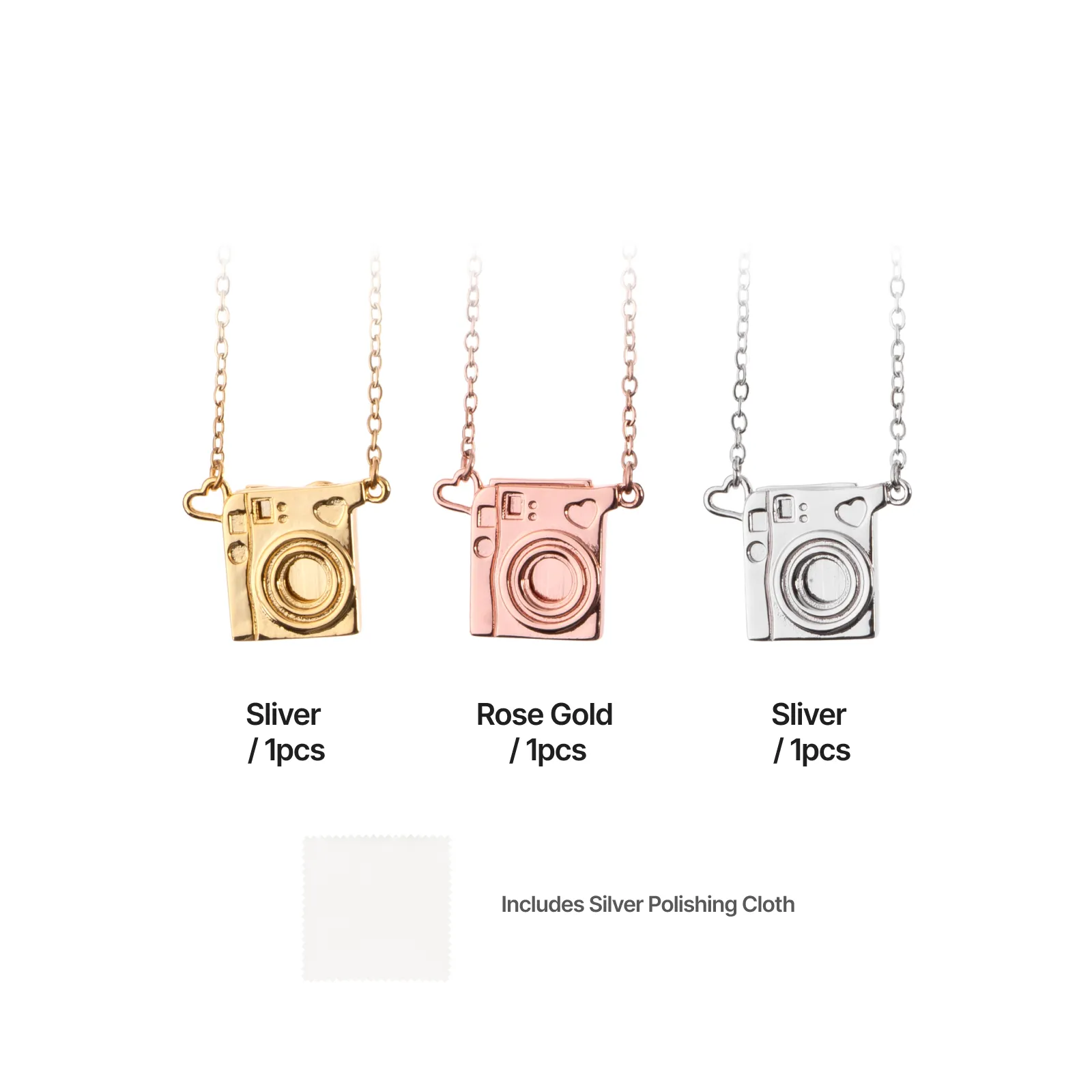 Brass Camera Photo Necklace (3pcs) - Image 4