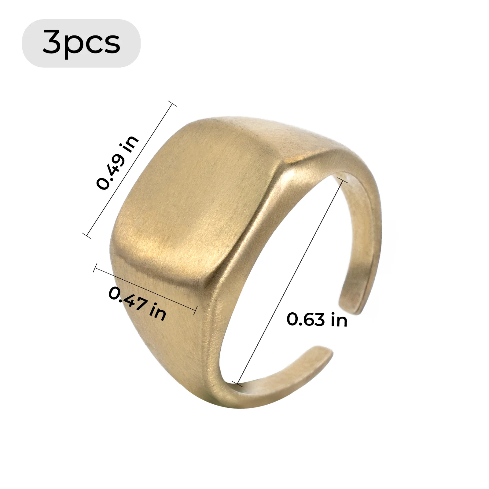 Brass Square Signet Rings (3pcs) - Image 3
