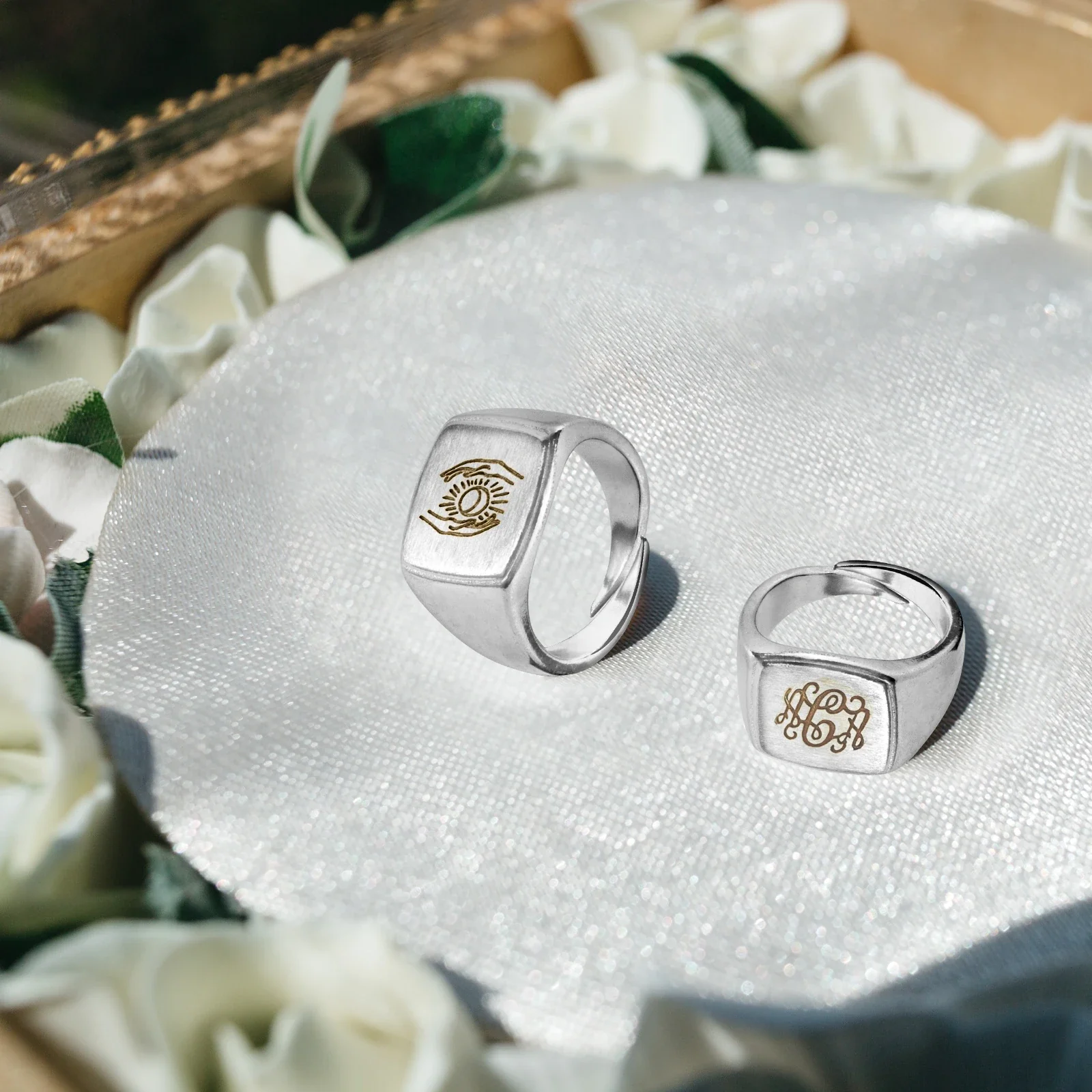 Brass Square Signet Rings (3pcs) - Image 5