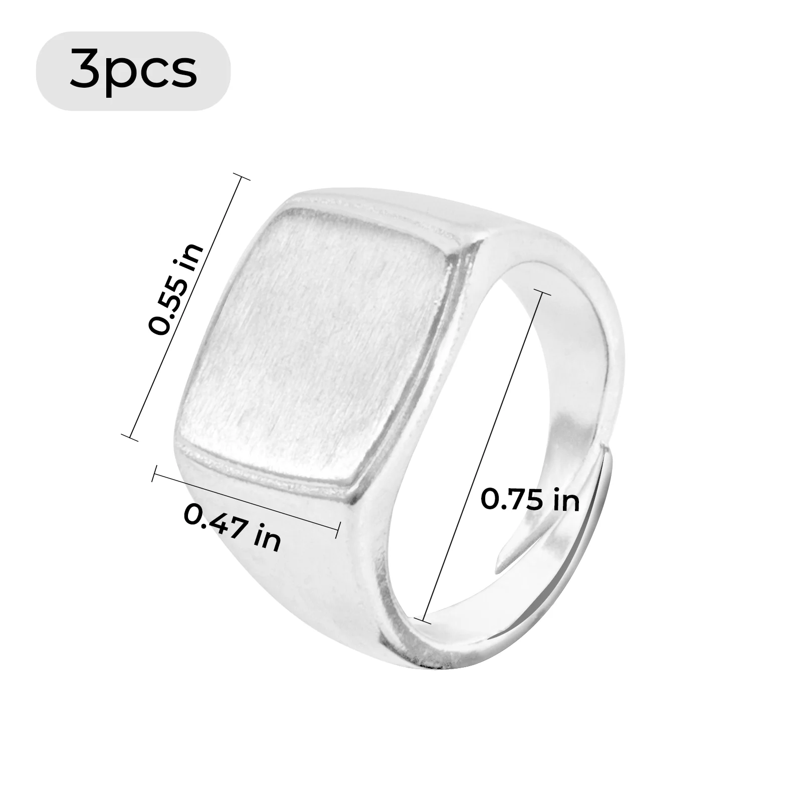 Brass Square Signet Rings (3pcs) - Image 6
