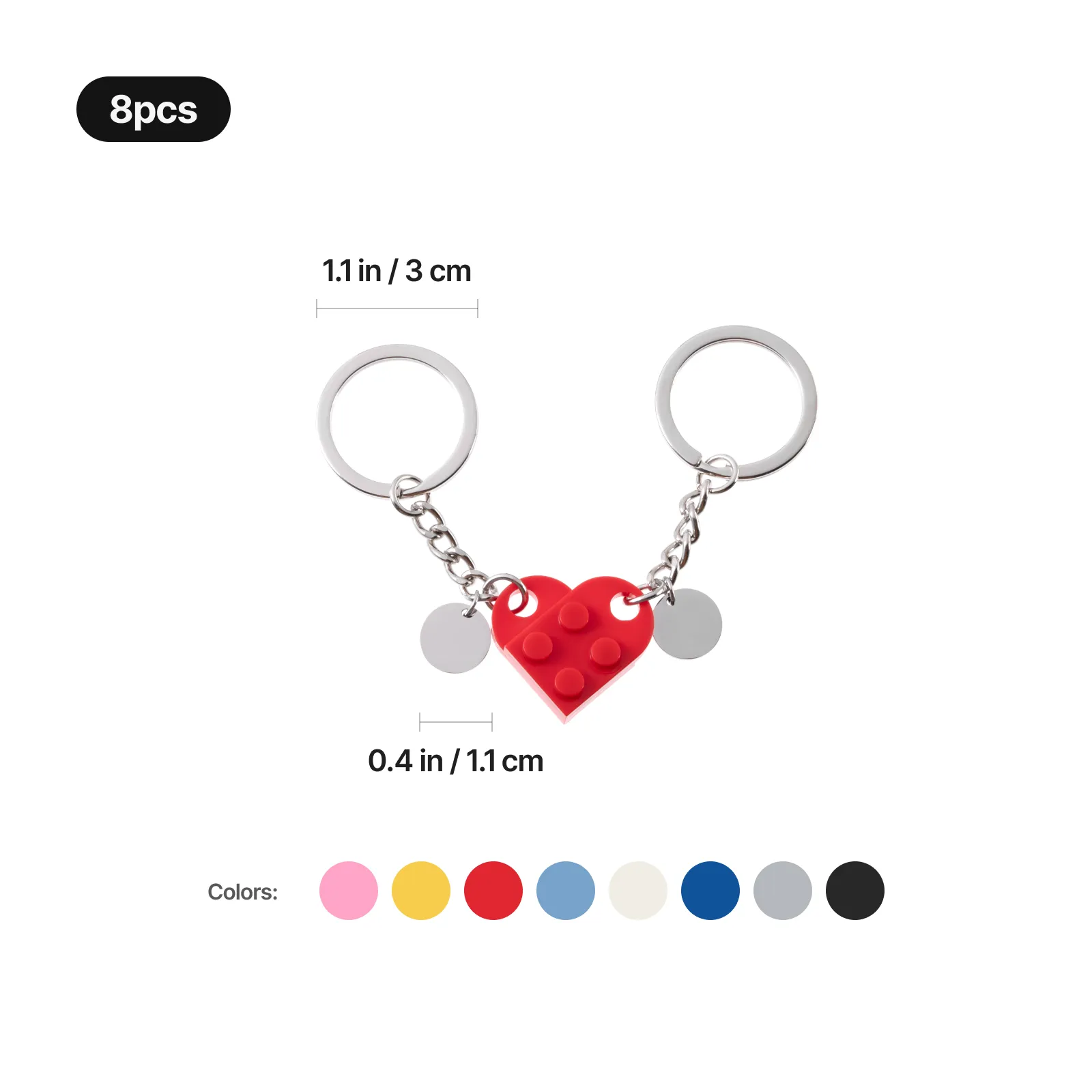 Brick Heart Initial Keychain Set (8pcs) - Image 3