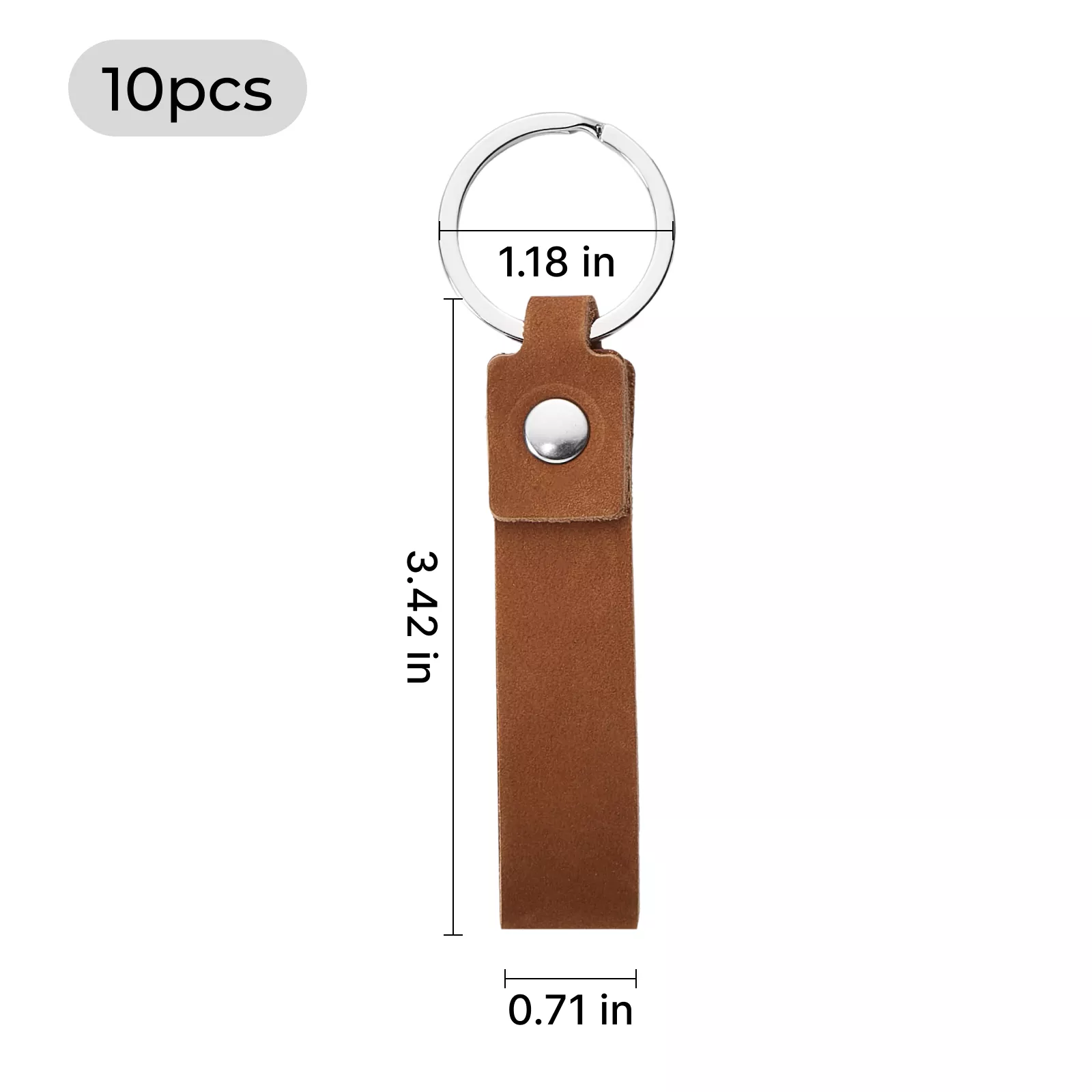 Brown Genuine Leather Slim Keychain (10pcs) - Image 3