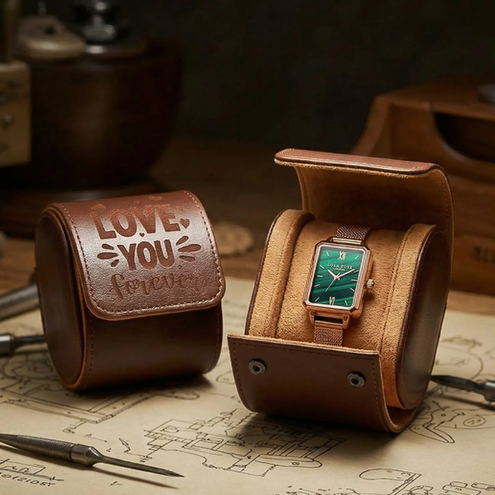 Brown Leather Watch Box (1pcs) - Image 2