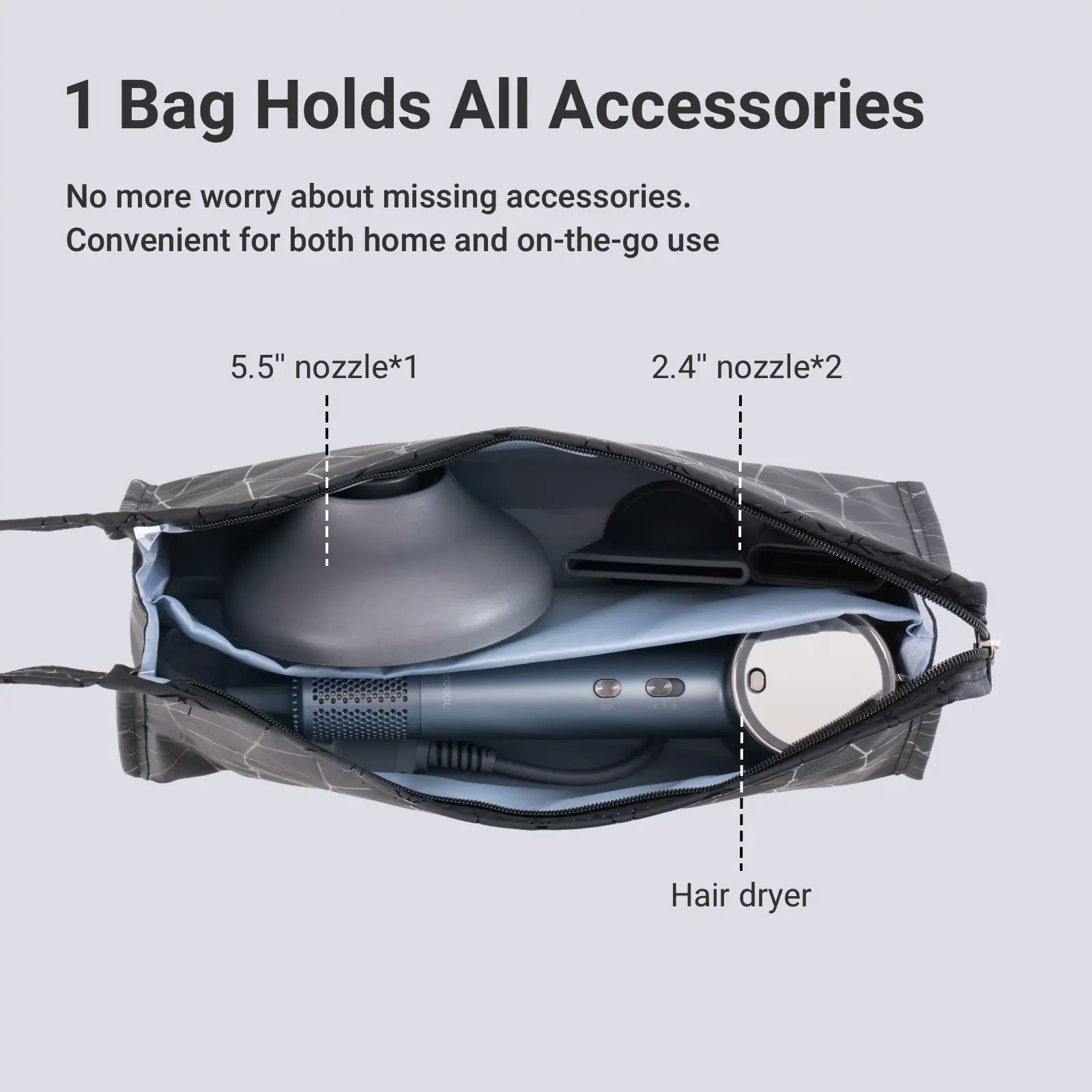 Geometric Pattern Portable Hair Dryer Bag for Travel - Image 3