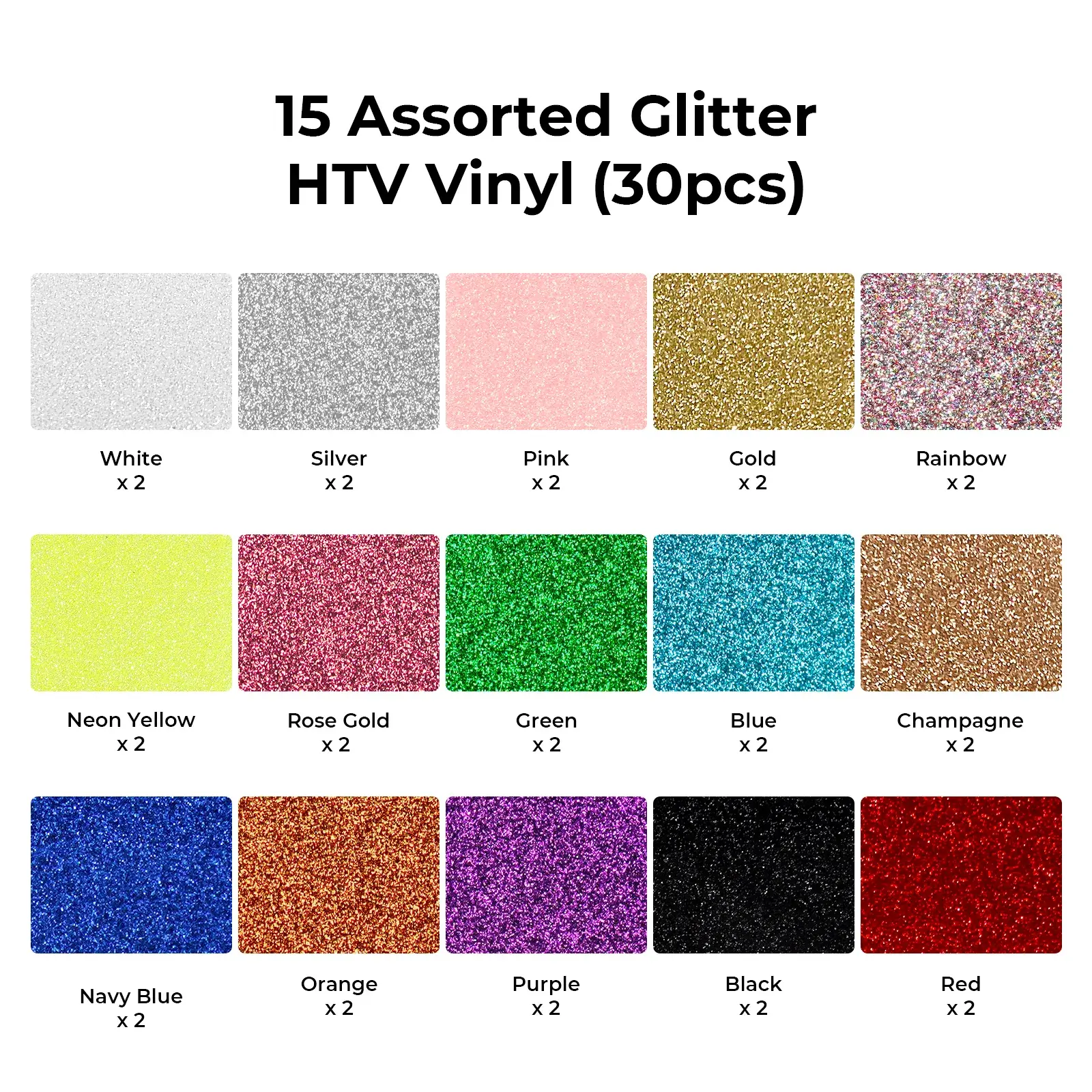 Glitter PET Heat Transfer Vinyl (30pcs) - Image 3