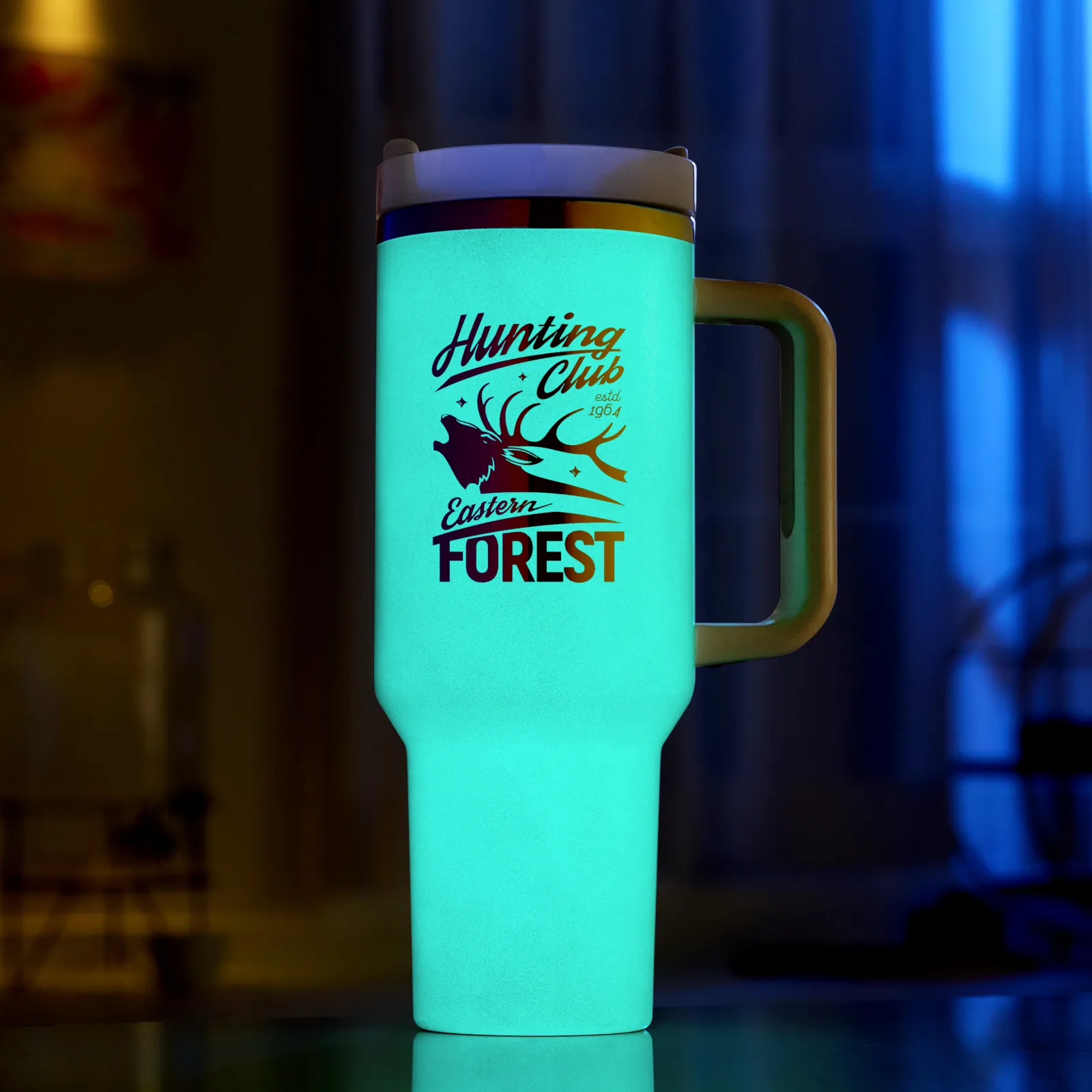 40oz Glow in the Dark Stainless Steel Tumbler with Handle - Image 15