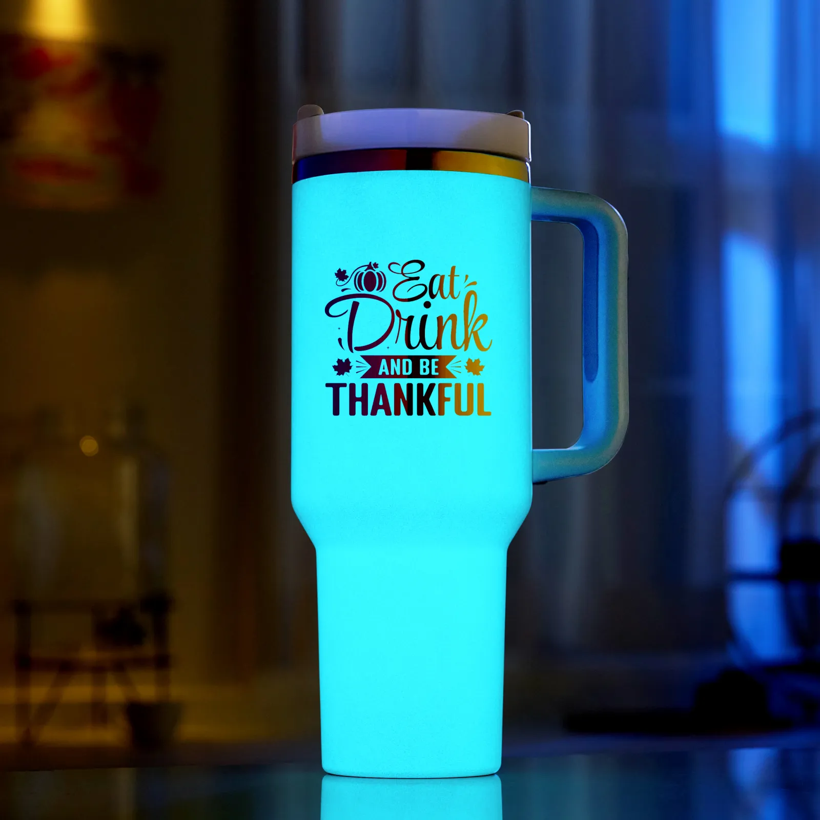 40oz Glow in the Dark Stainless Steel Tumbler with Handle - Image 20