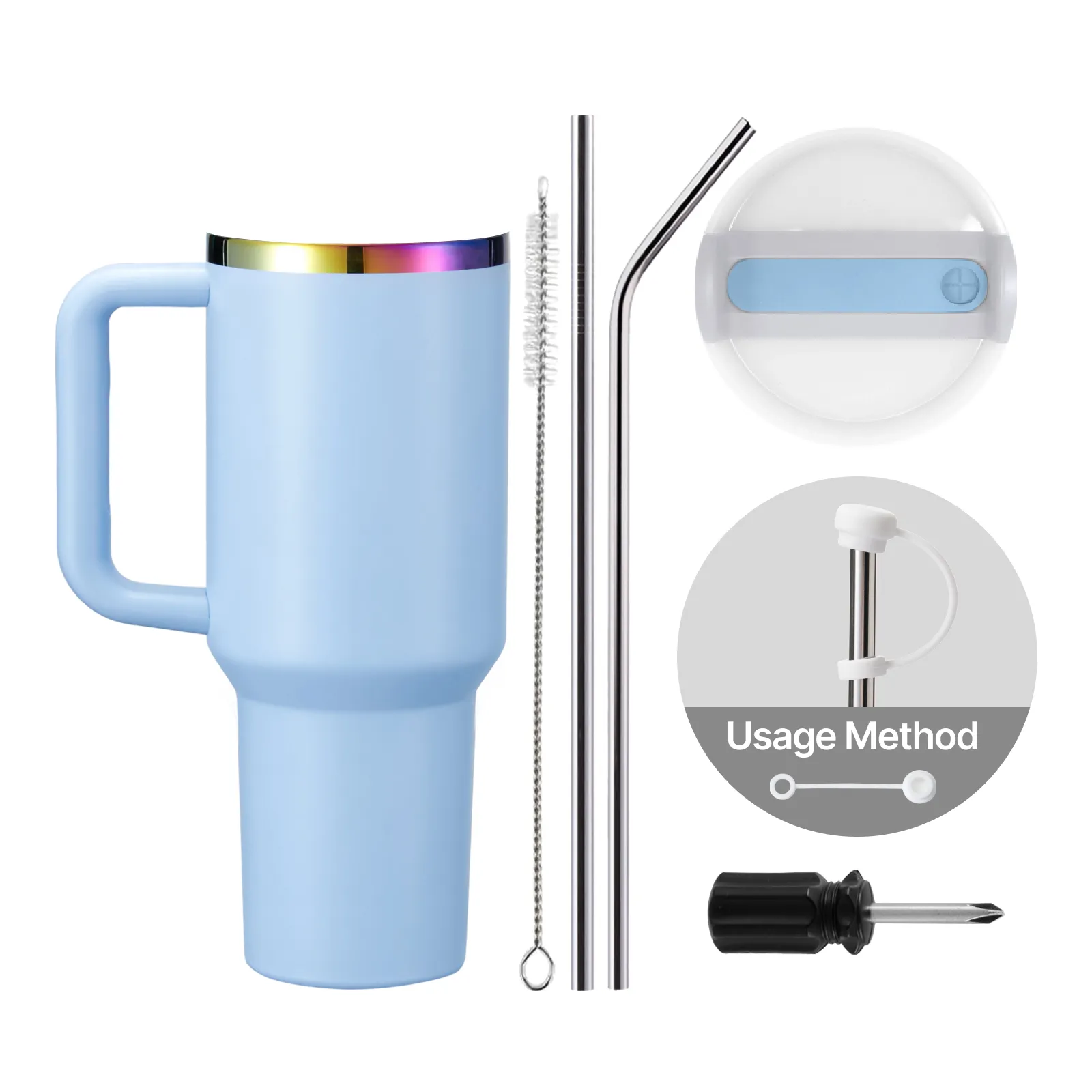 40oz Glow in the Dark Stainless Steel Tumbler with Handle - Image 23