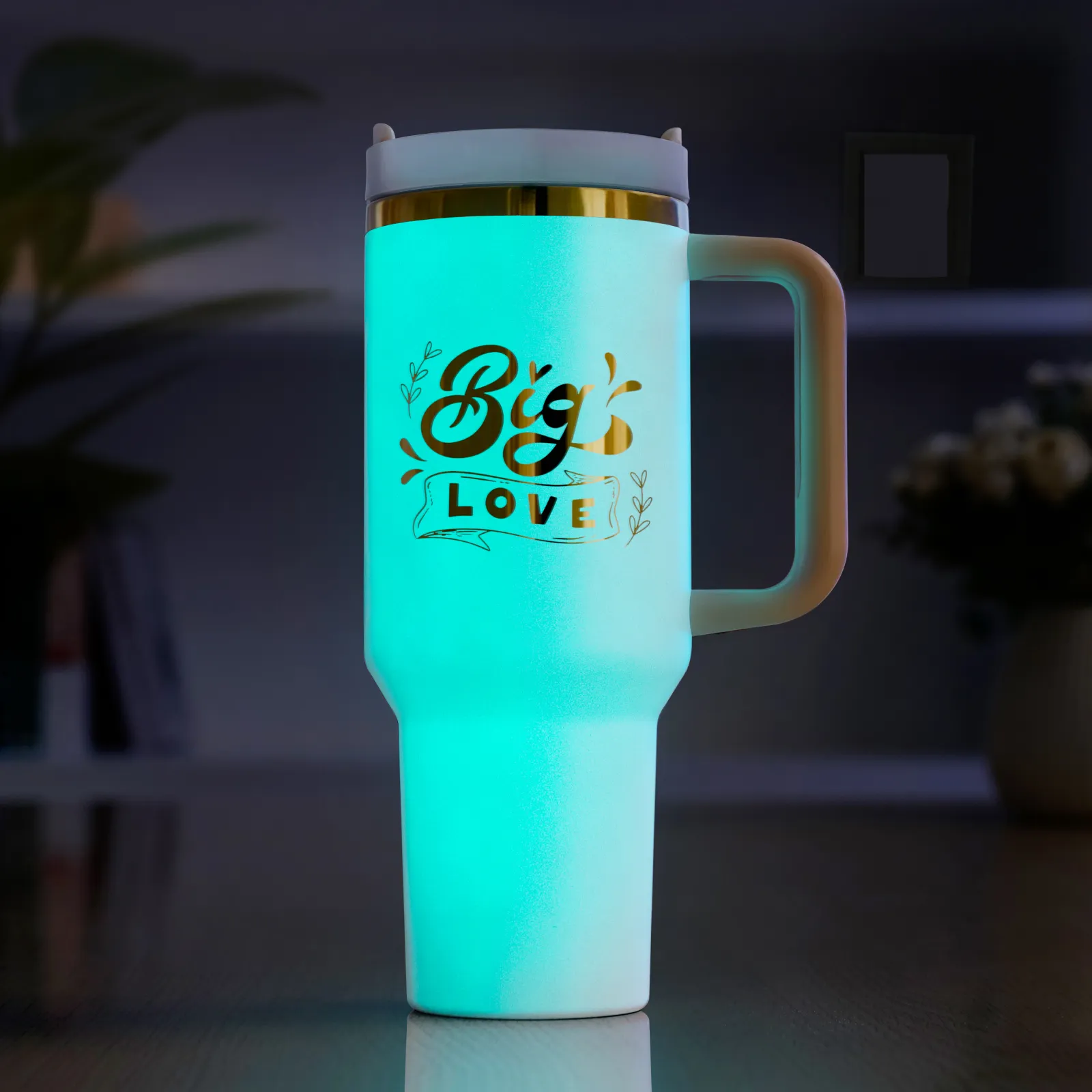 40oz Glow in the Dark Stainless Steel Tumbler with Handle - Image 25