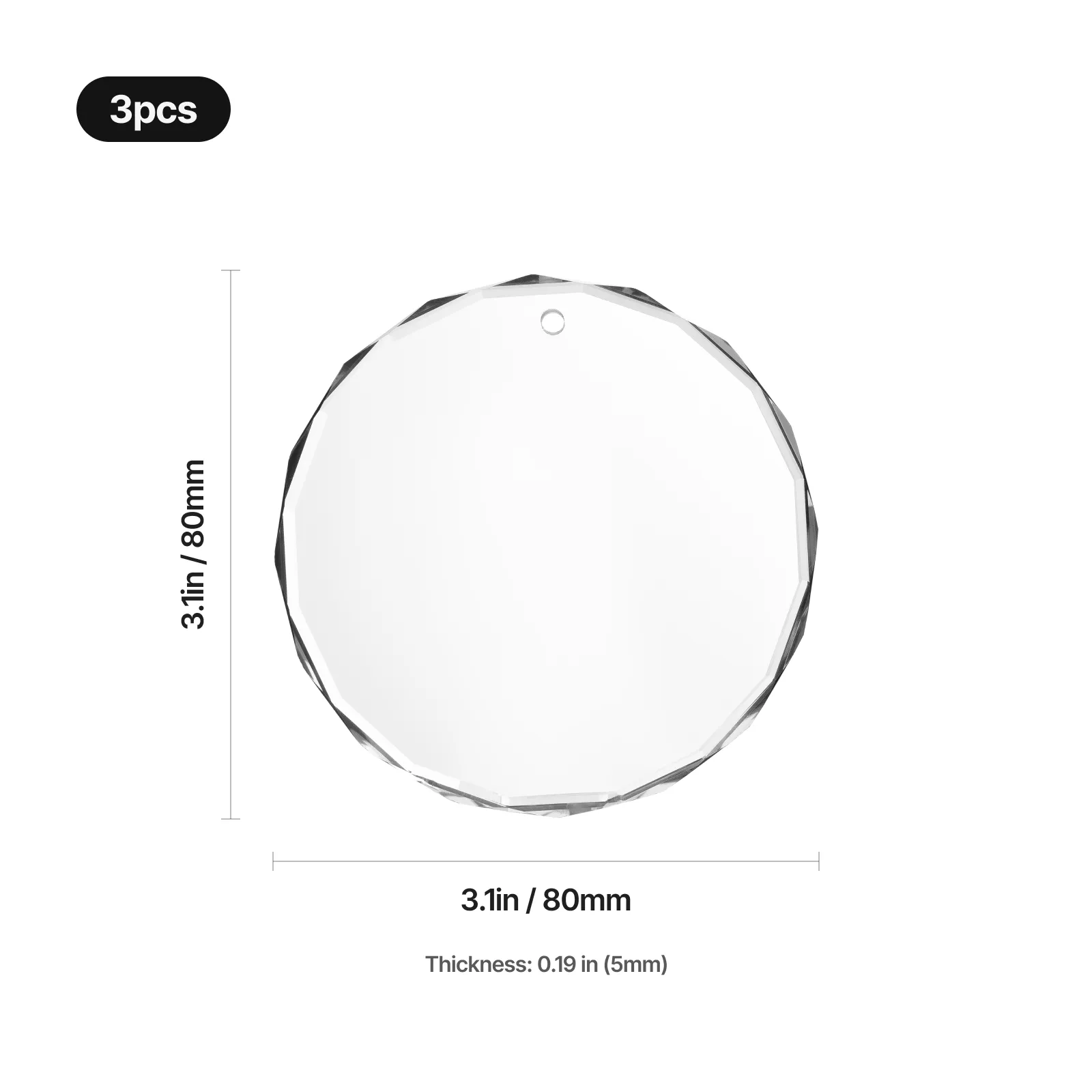 K5 Crystal Faceted Round Ornament (3pcs) - Image 3
