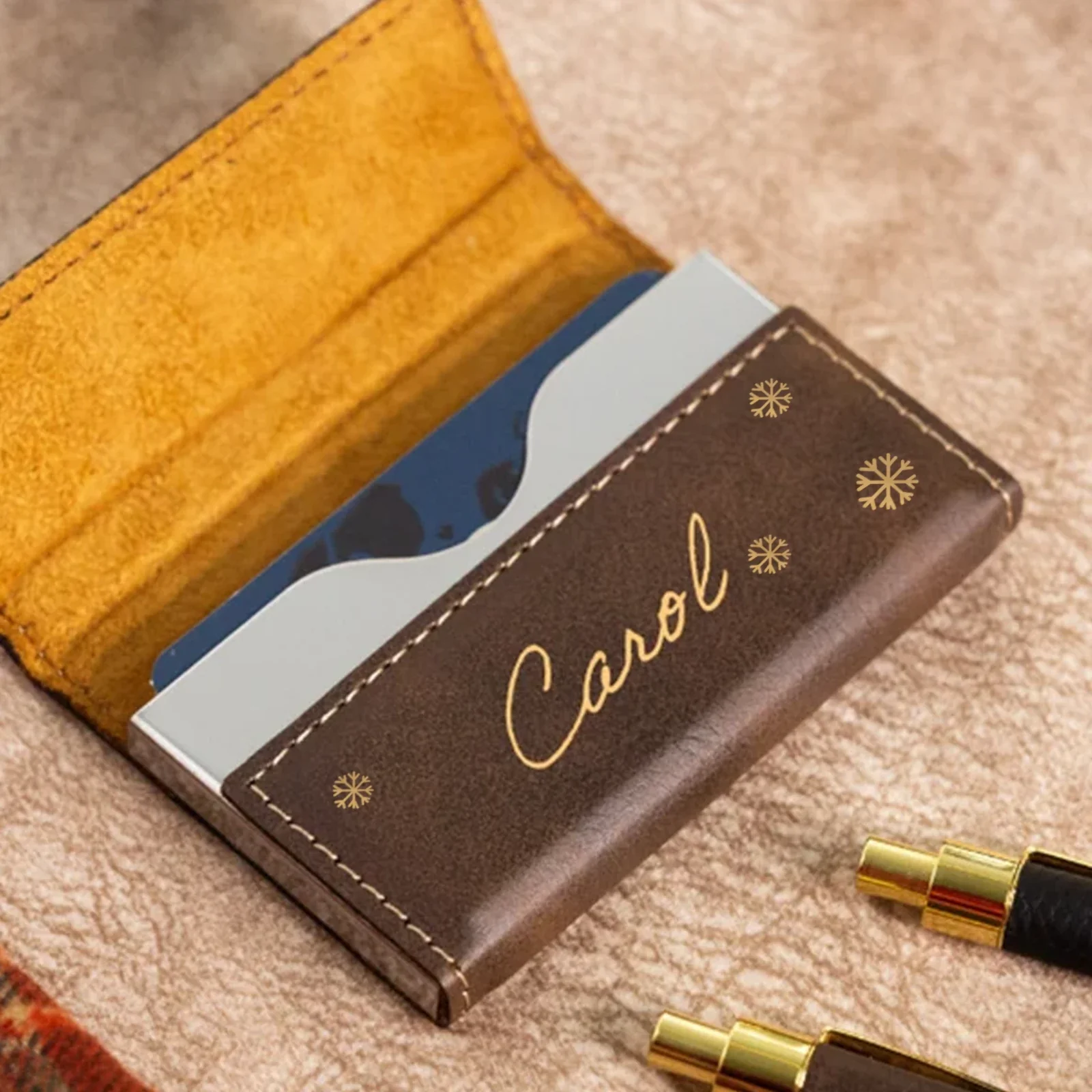 Laserable PU Leather Business Card Holder (1pcs) - Image 5