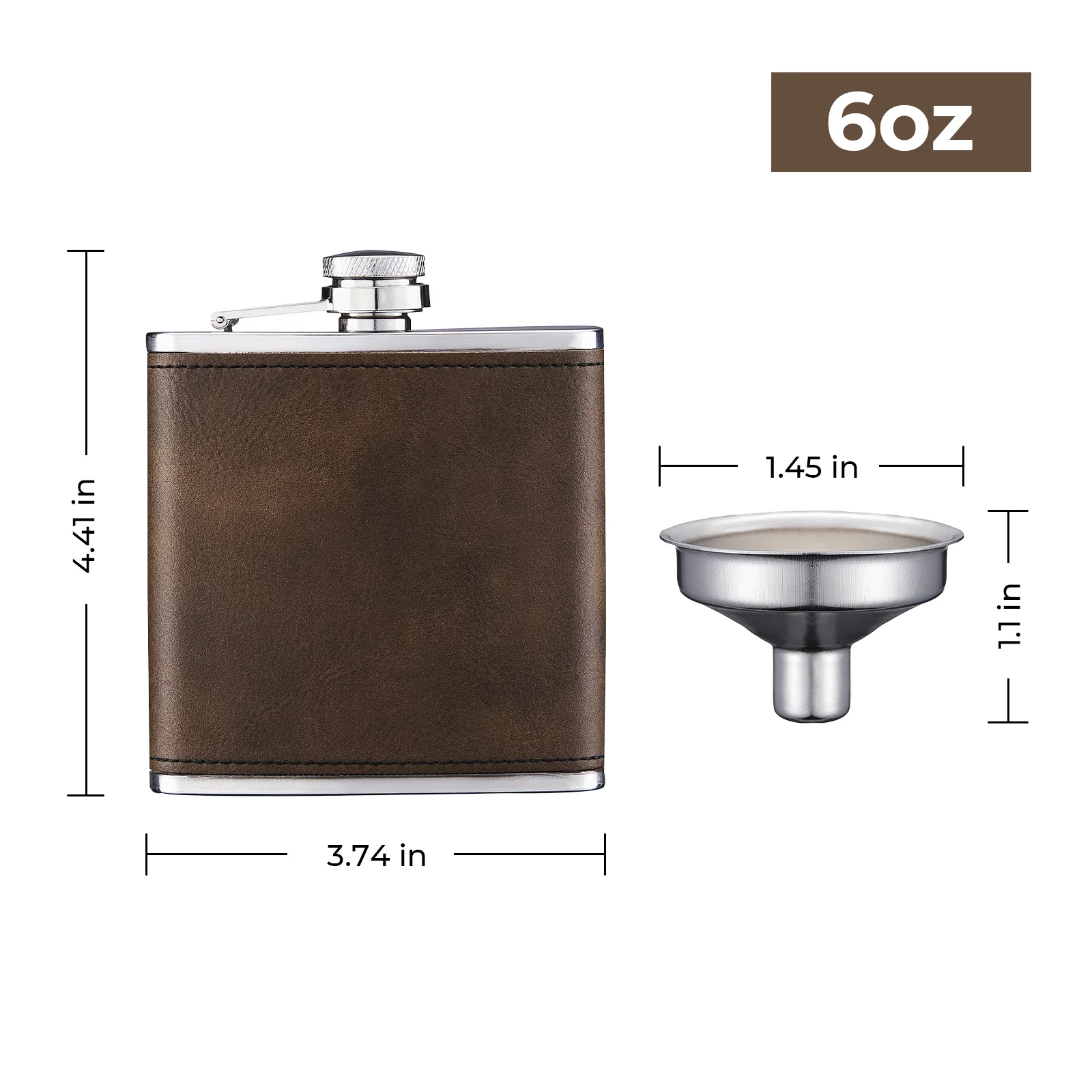 Laserable PU Stainless Steel Hip Flask (6oz) - Image 3