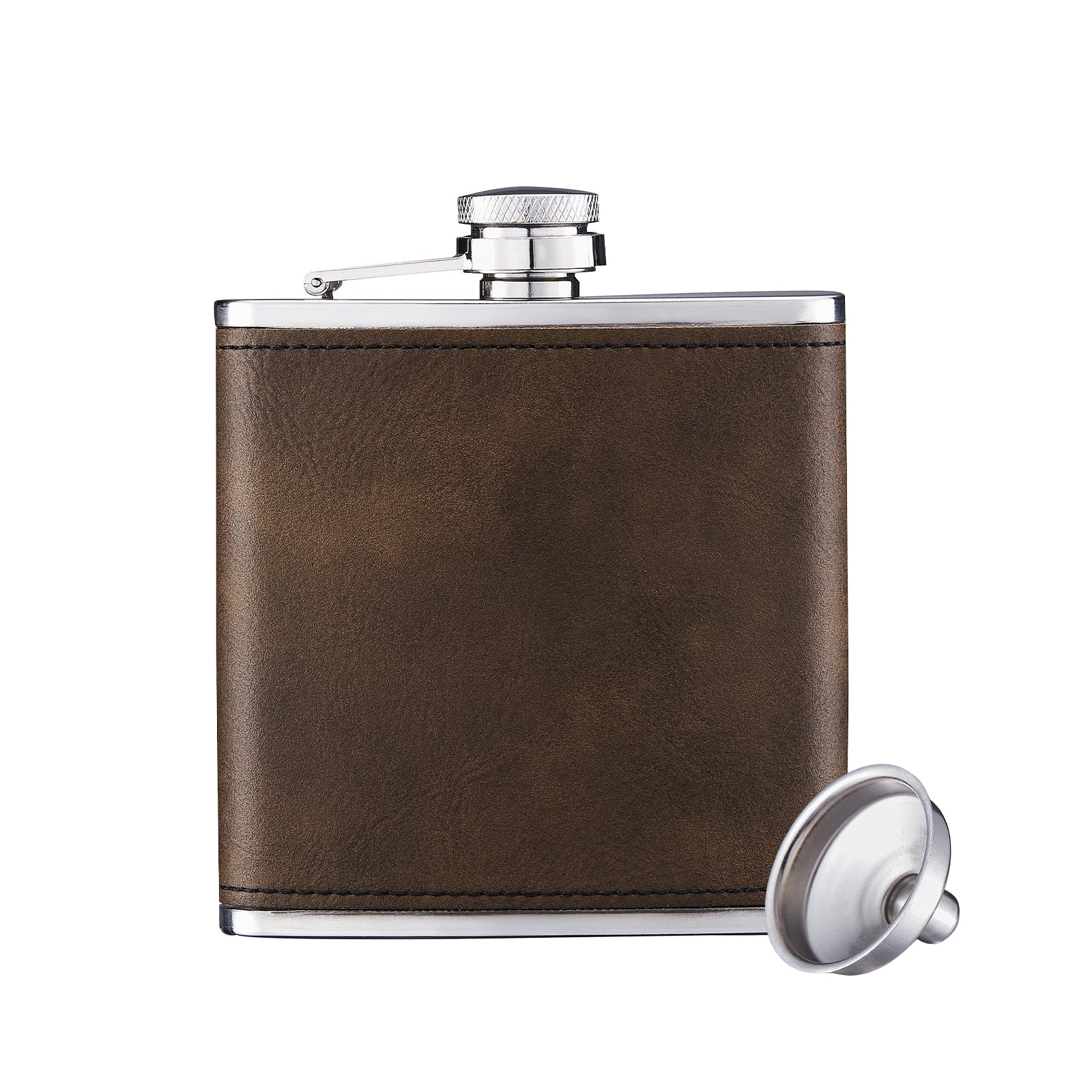 Laserable PU Stainless Steel Hip Flask (6oz) - Image 5