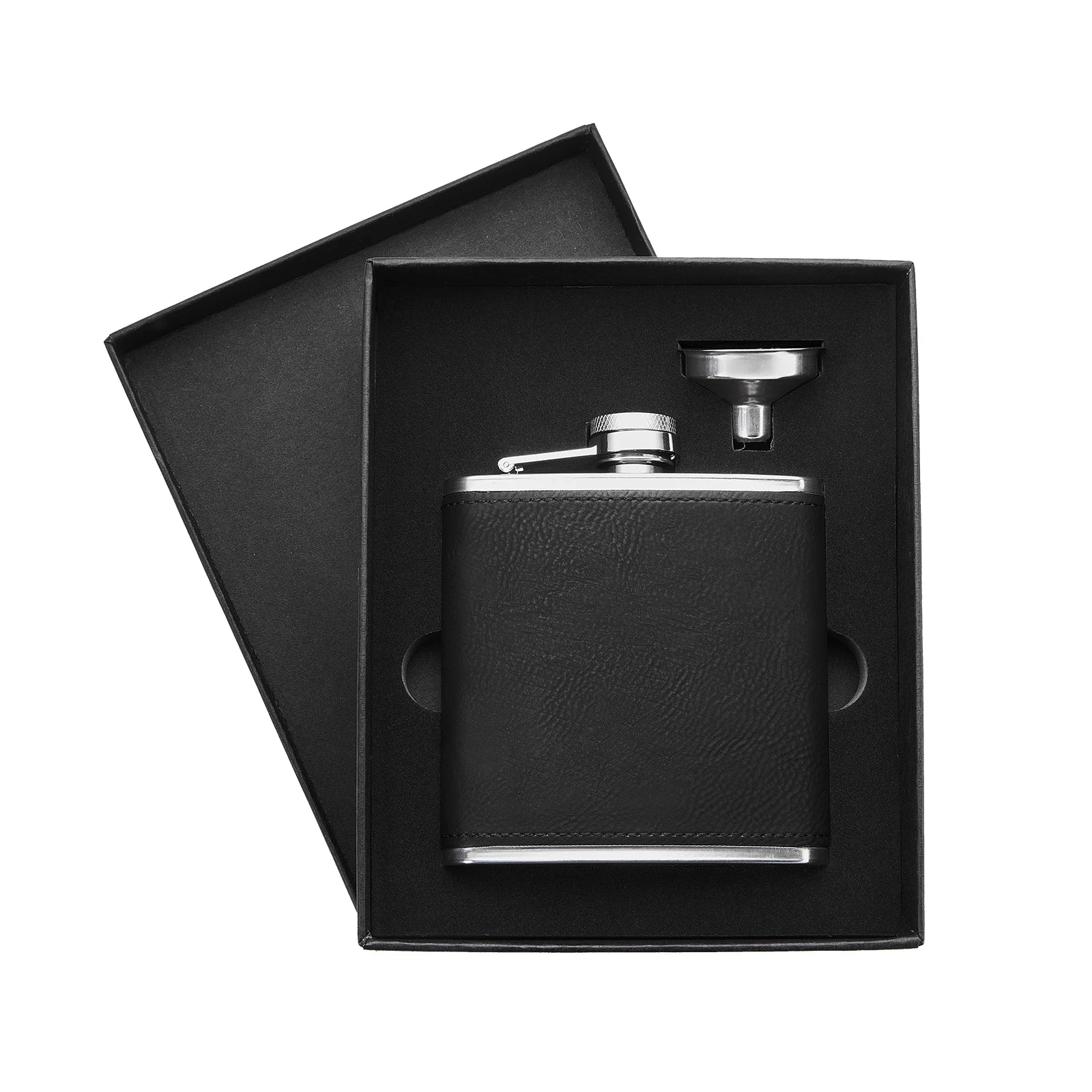 Laserable PU Stainless Steel Hip Flask (6oz) - Image 6