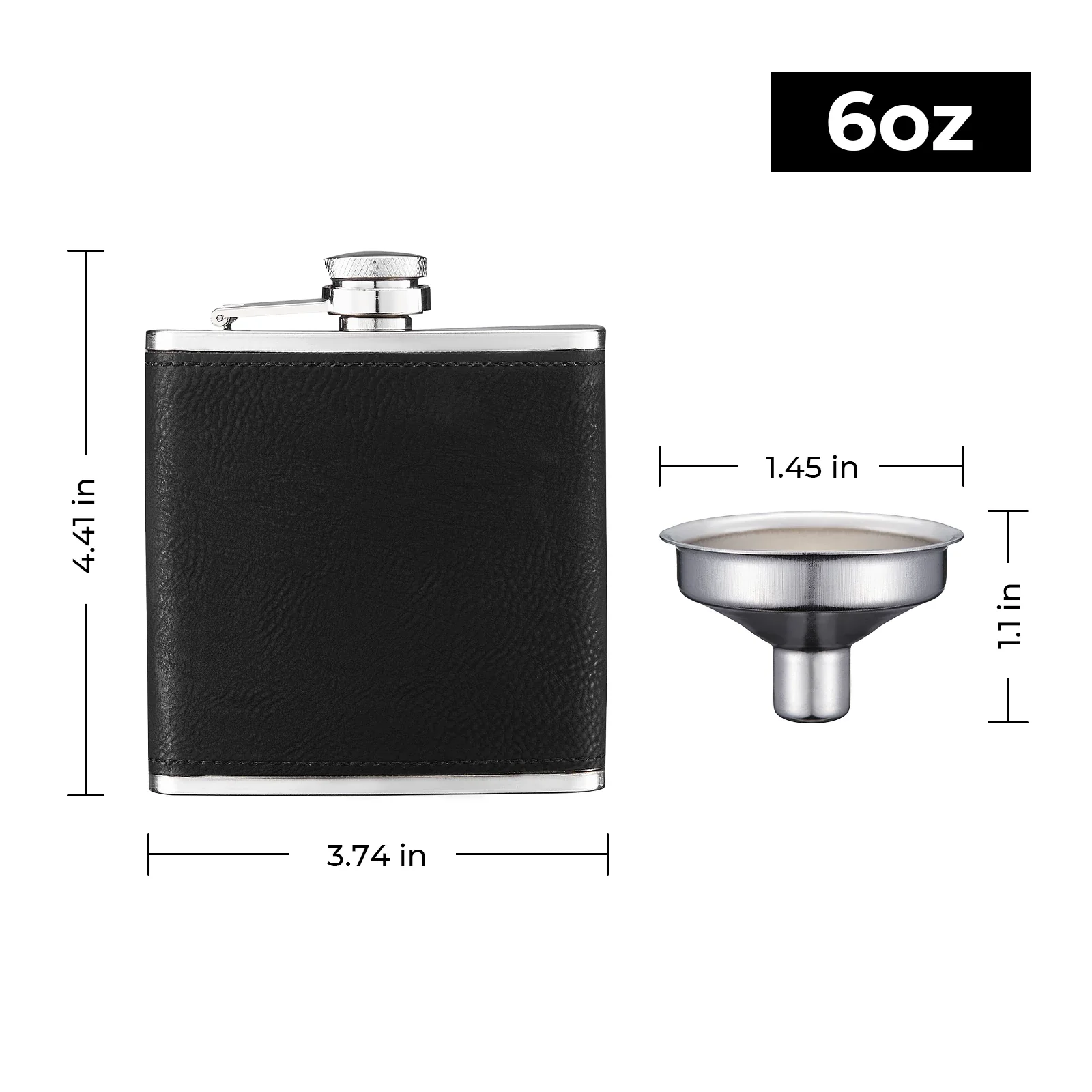 Laserable PU Stainless Steel Hip Flask (6oz) - Image 8