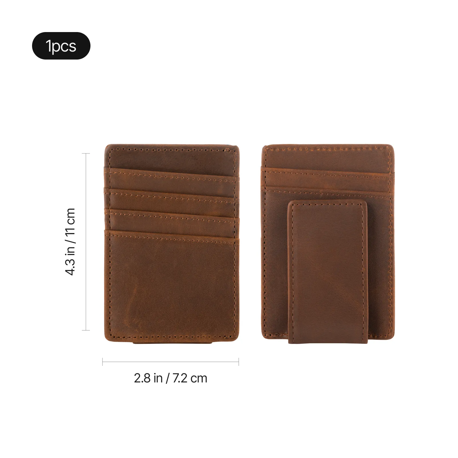 Leather Magnetic Money Clip Wallet (1pcs) - Image 8