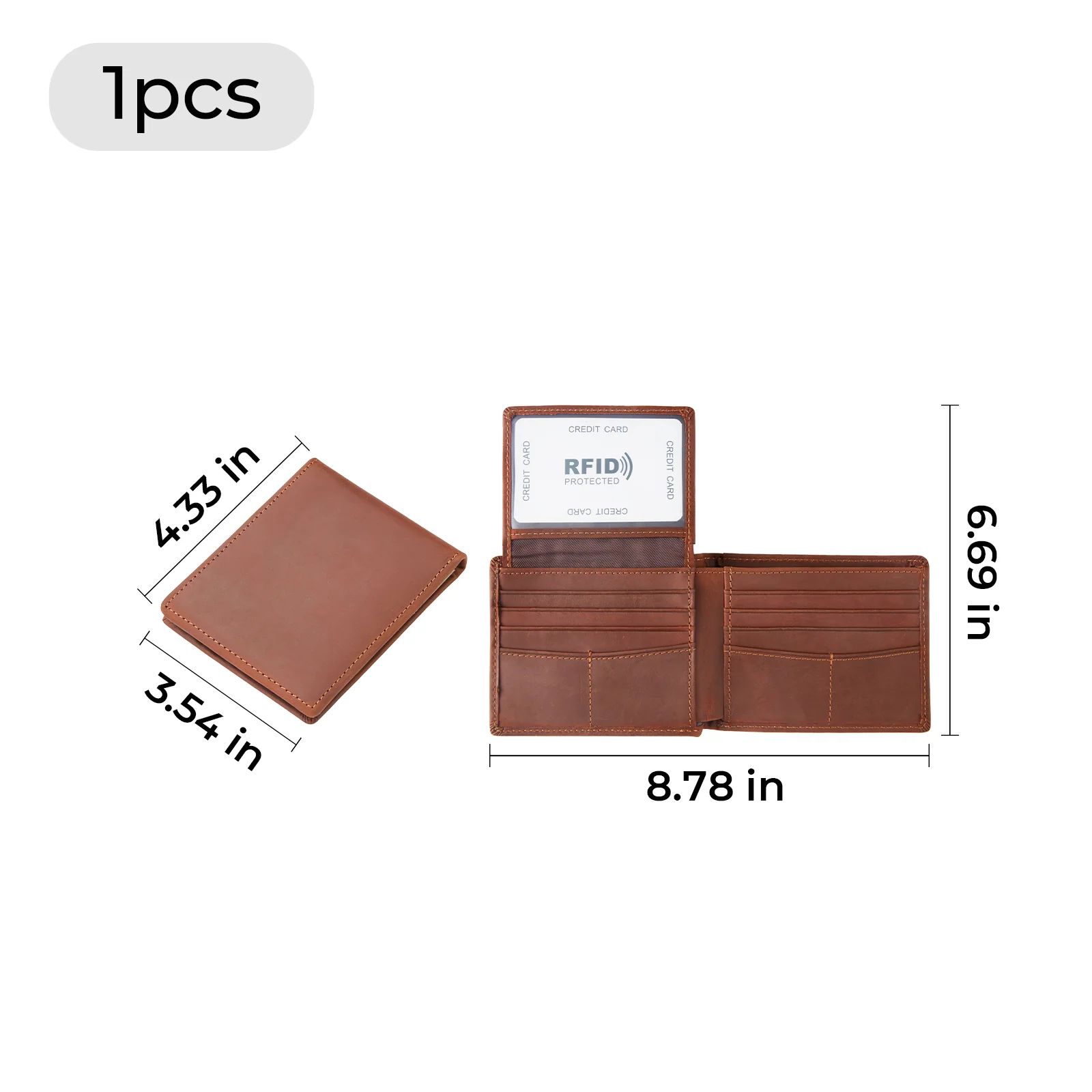 Leather RFID Blocking Bifold Wallet - Image 6