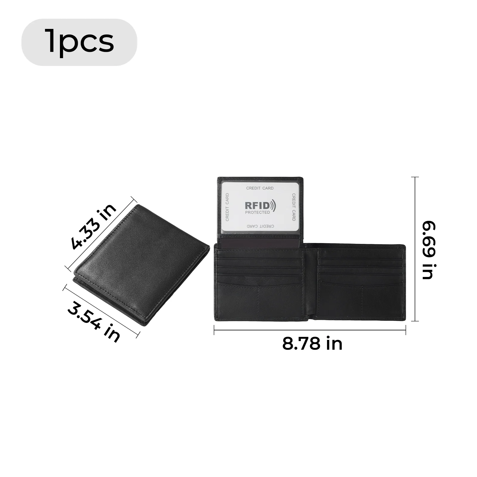 Leather RFID Blocking Bifold Wallet - Image 3
