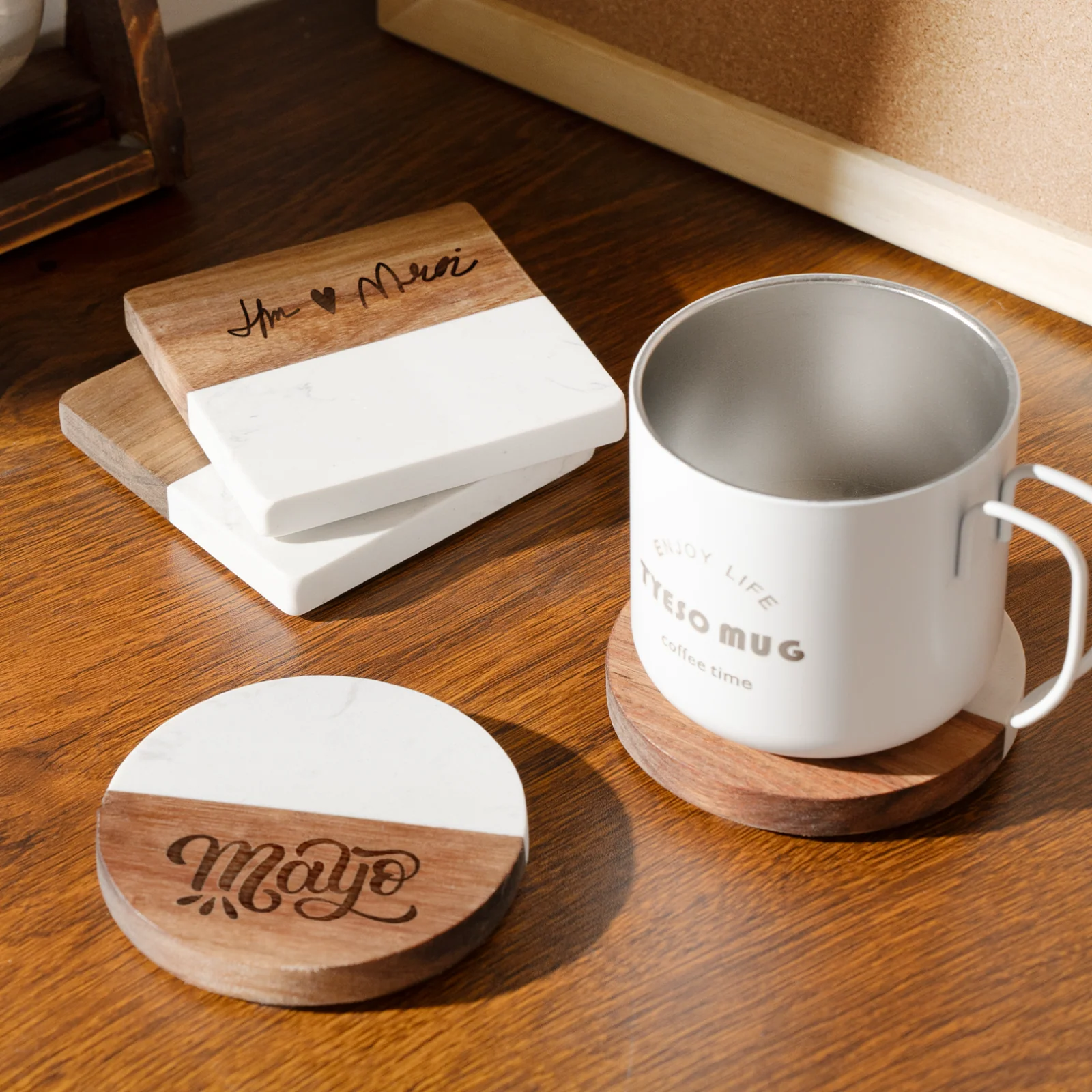 Marble and Wood Coasters (4pcs) - Image 8