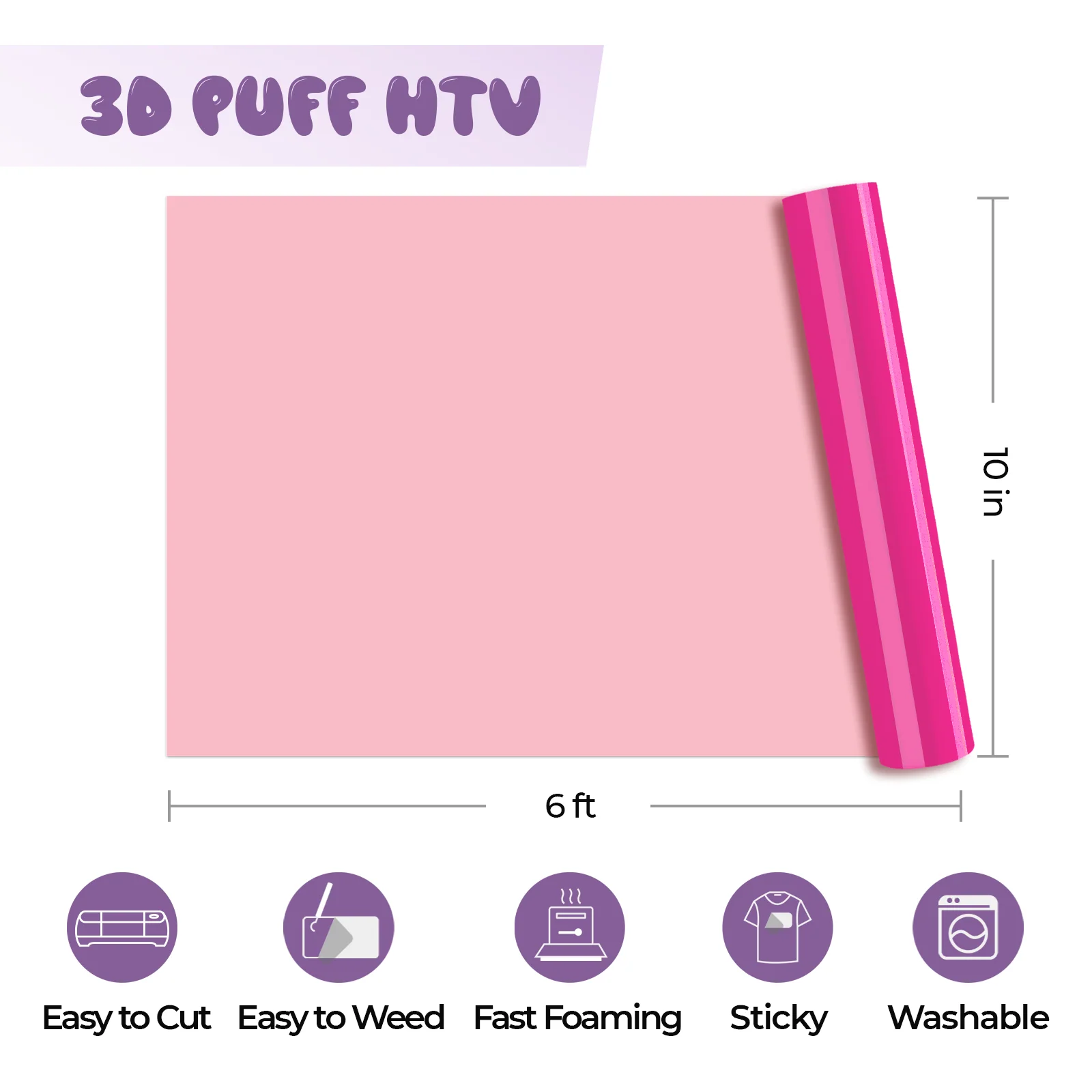 Neon Pink 3D Puff Heat Transfer Vinyl Roll - Image 3
