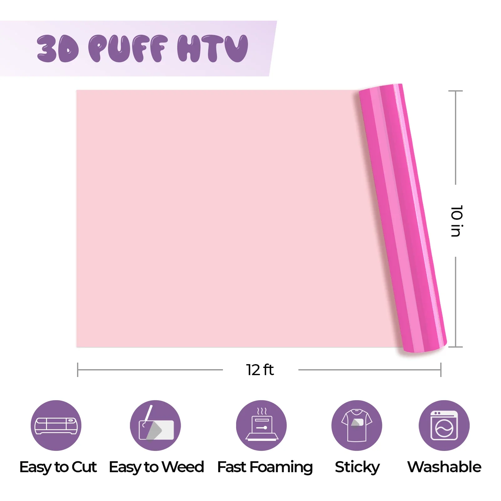 Neon Pink 3D Puff Heat Transfer Vinyl Roll - Image 4