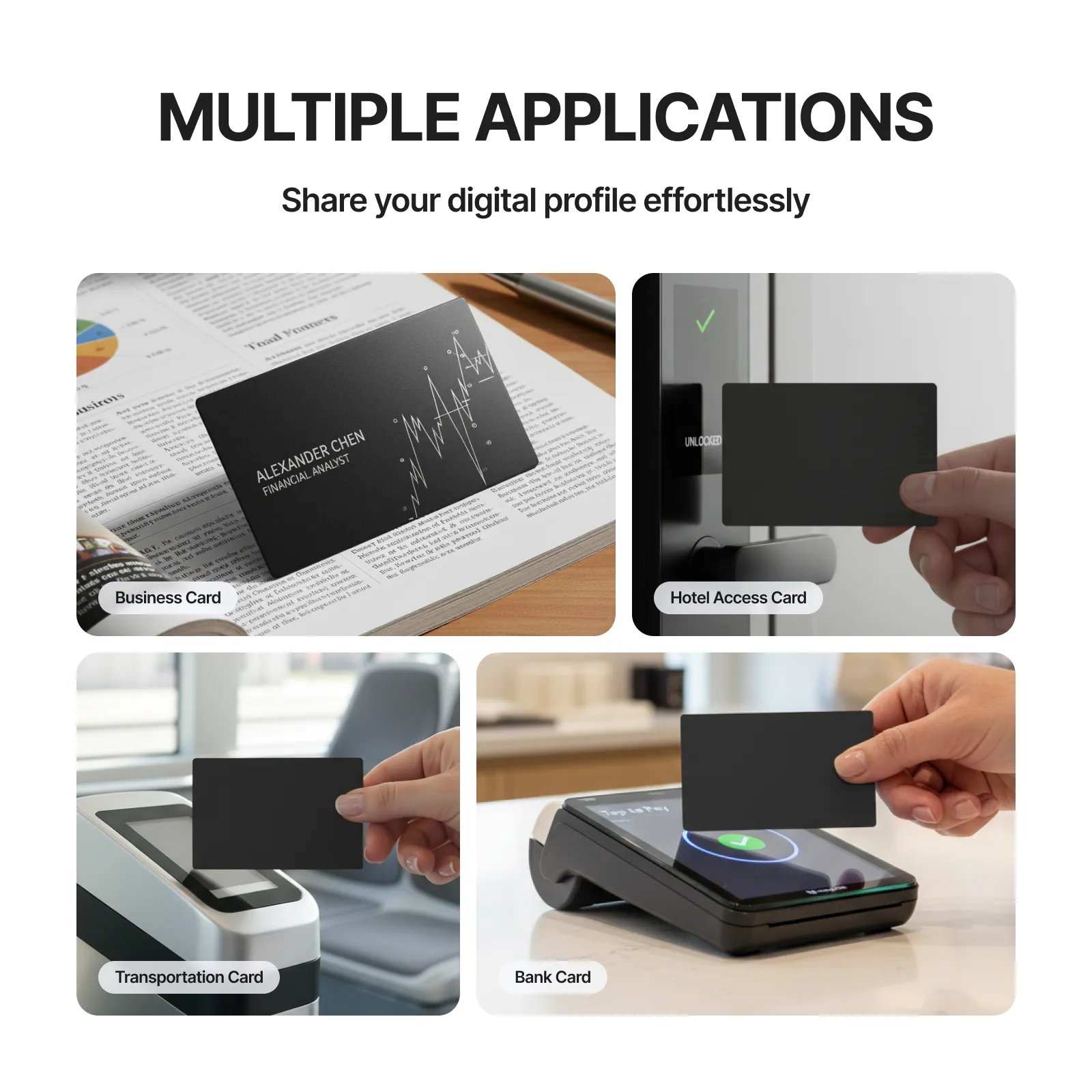 NFC Black Stainless Steel Business Cards (5pcs) - Image 4