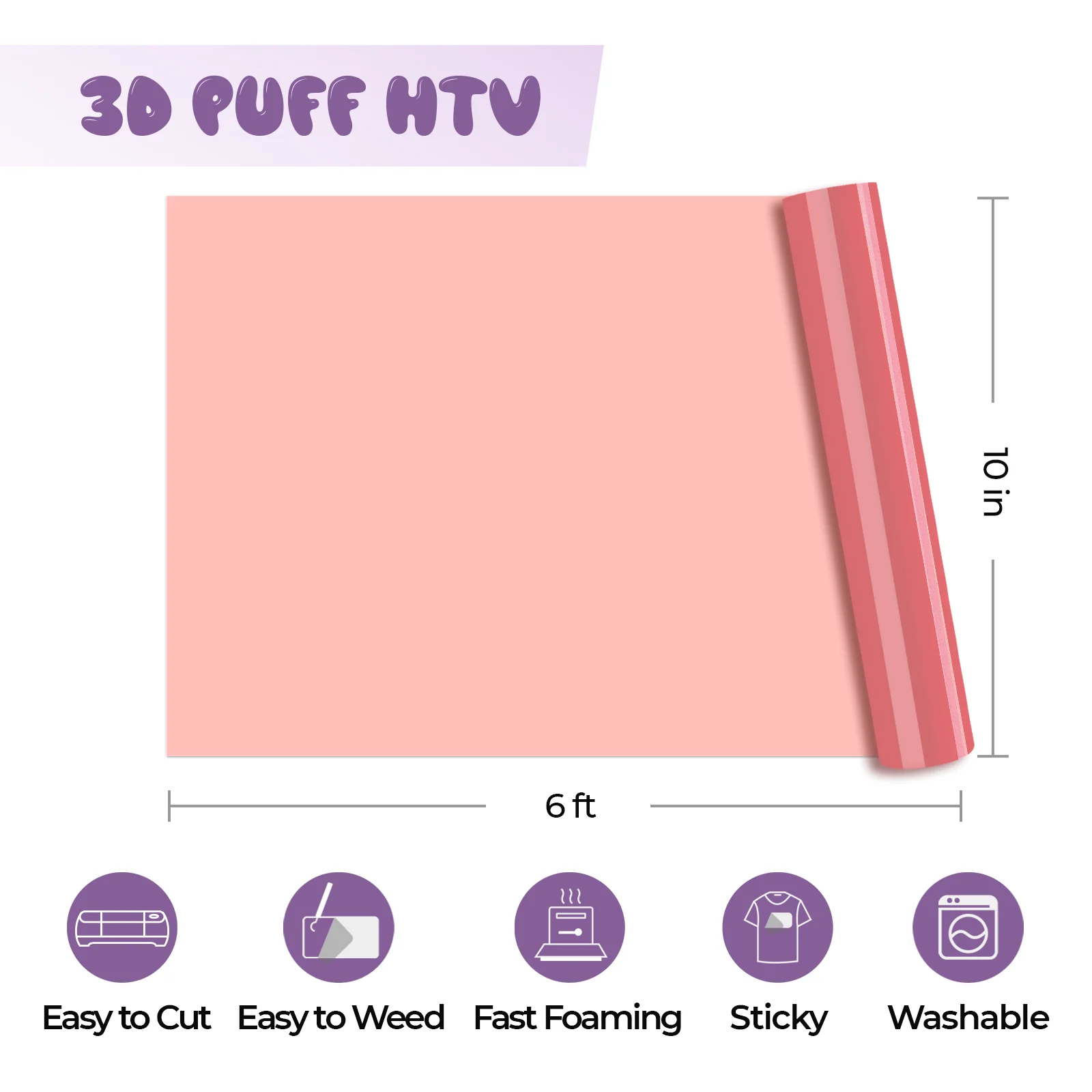 Peach Pink Puff Vinyl Heat Transfer 3D - Image 3