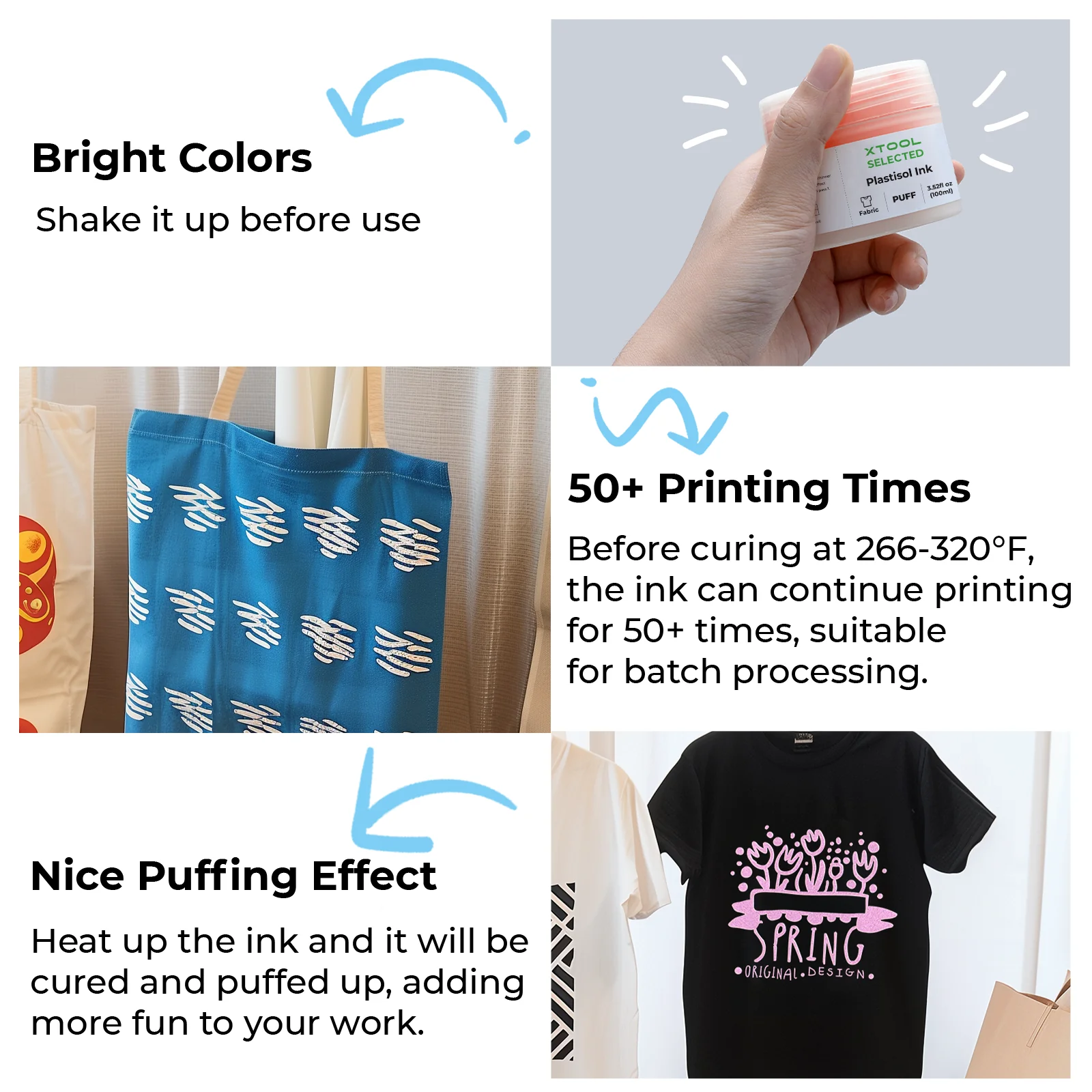 Puff Plastisol Ink for Screen Printing Fabric (4 Colors) - Image 5