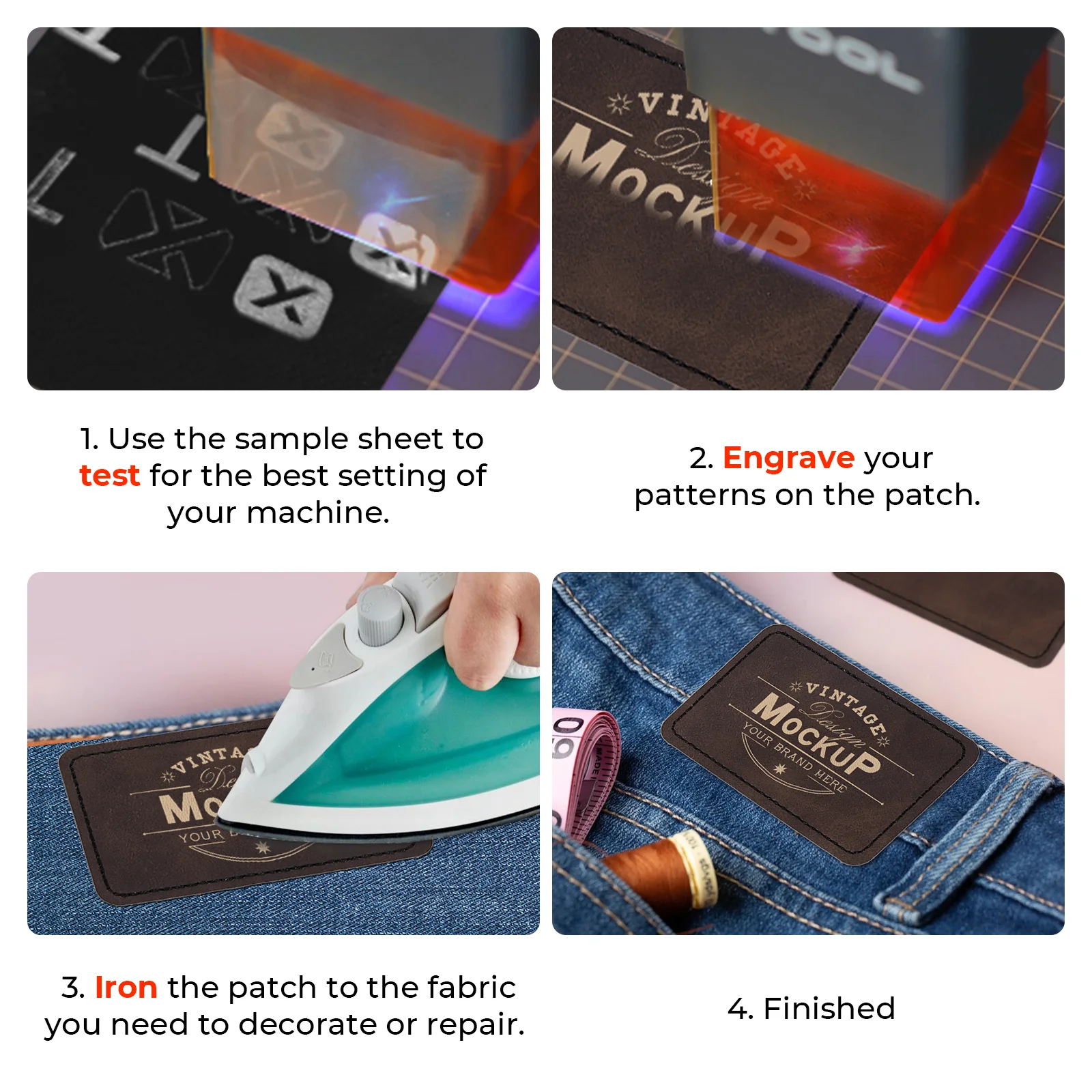 Rectangular Laserable PU Iron-on Patch (10pcs) - Image 5